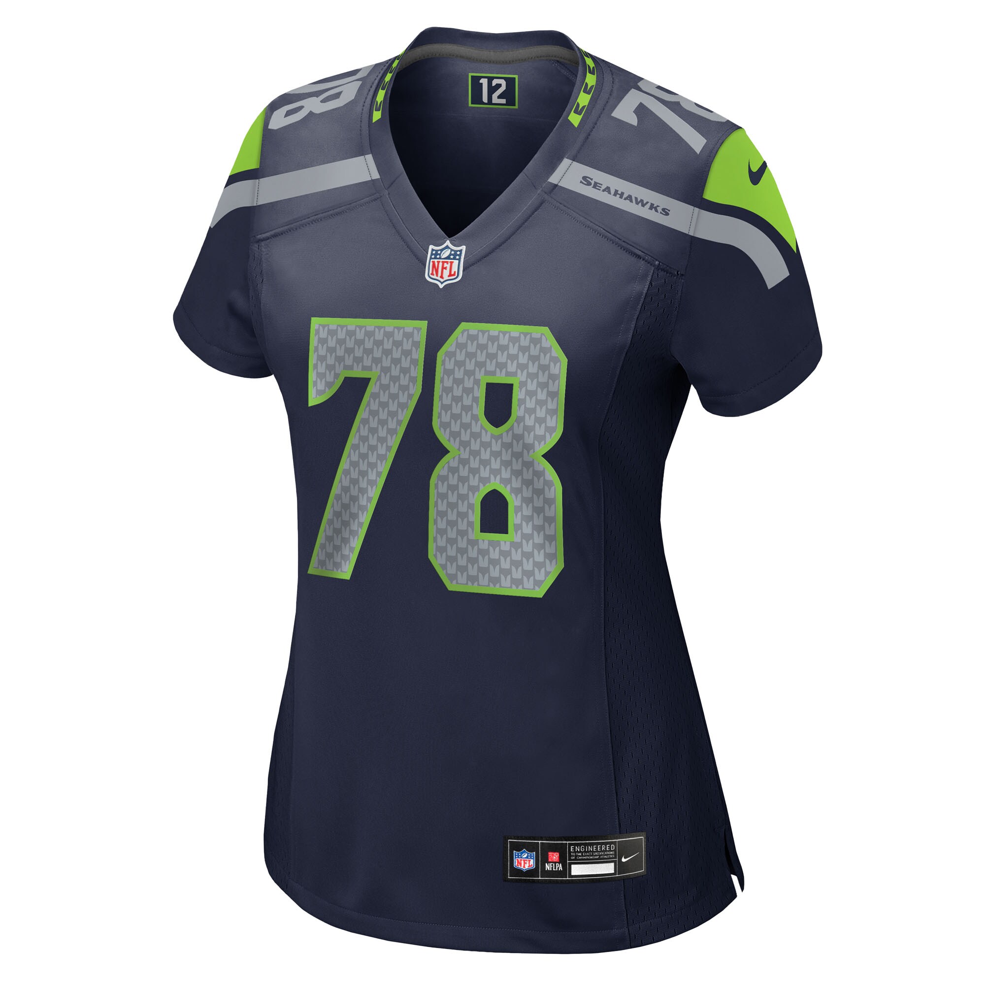 Alternative view of Women's Seattle Seahawks Stone Forsythe College Navy Team Game Jersey JS1664 nicesnker