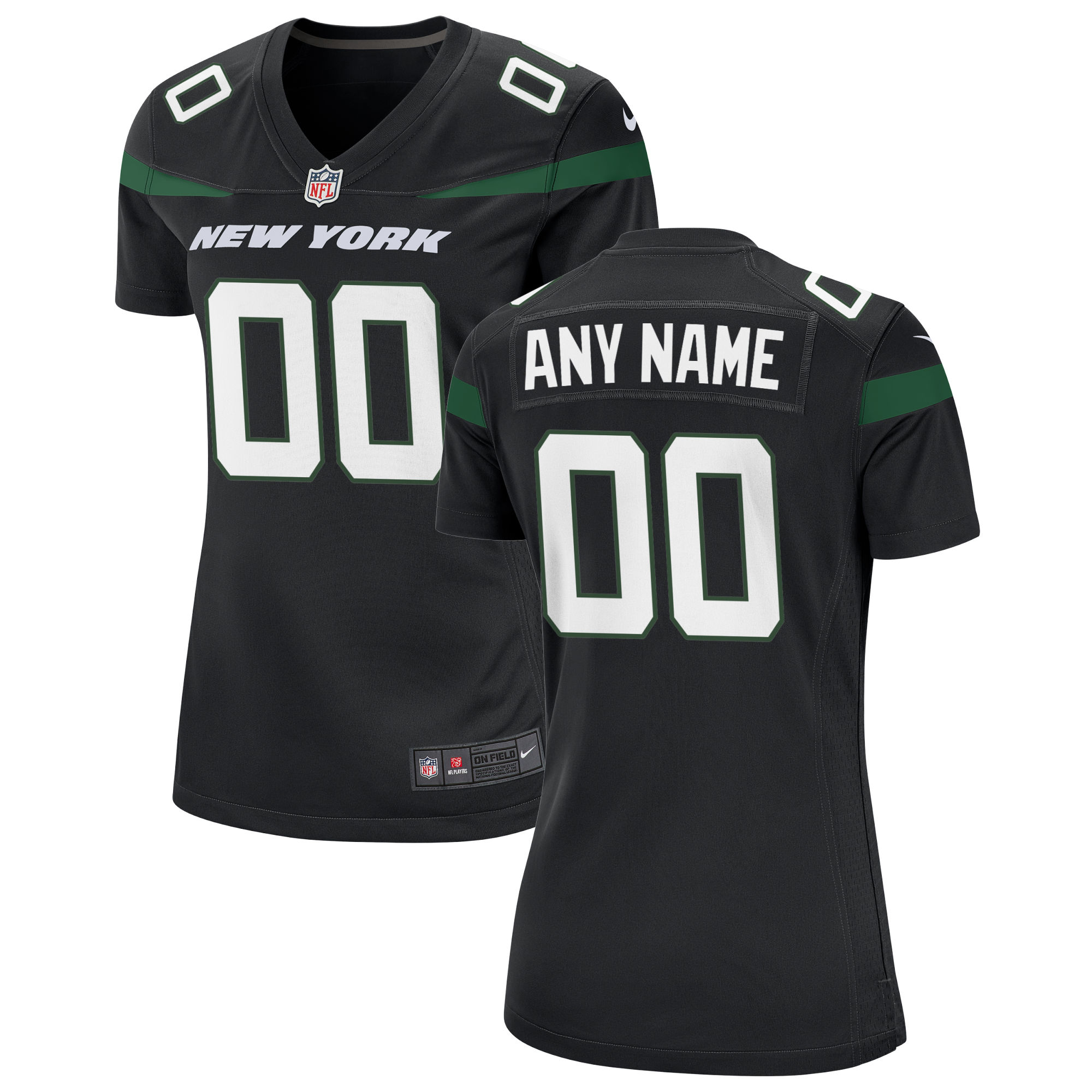 Women's Stealth Black New York Jets Alternate Custom Game Jersey JS3027 nicesnker
