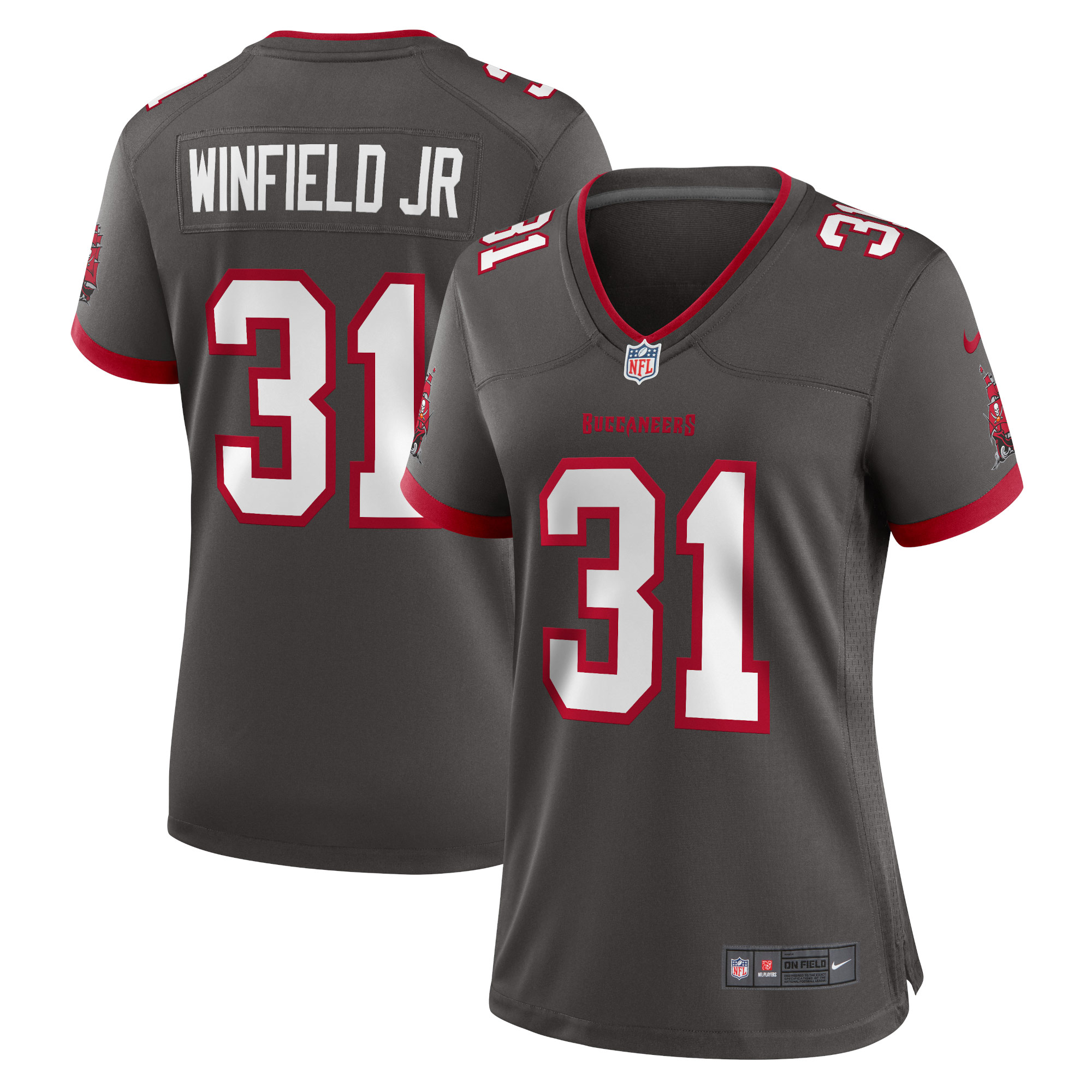Women's Tampa Bay Buccaneers Antoine Winfield Jr. Pewter Game Jersey JS3963 nicesnker