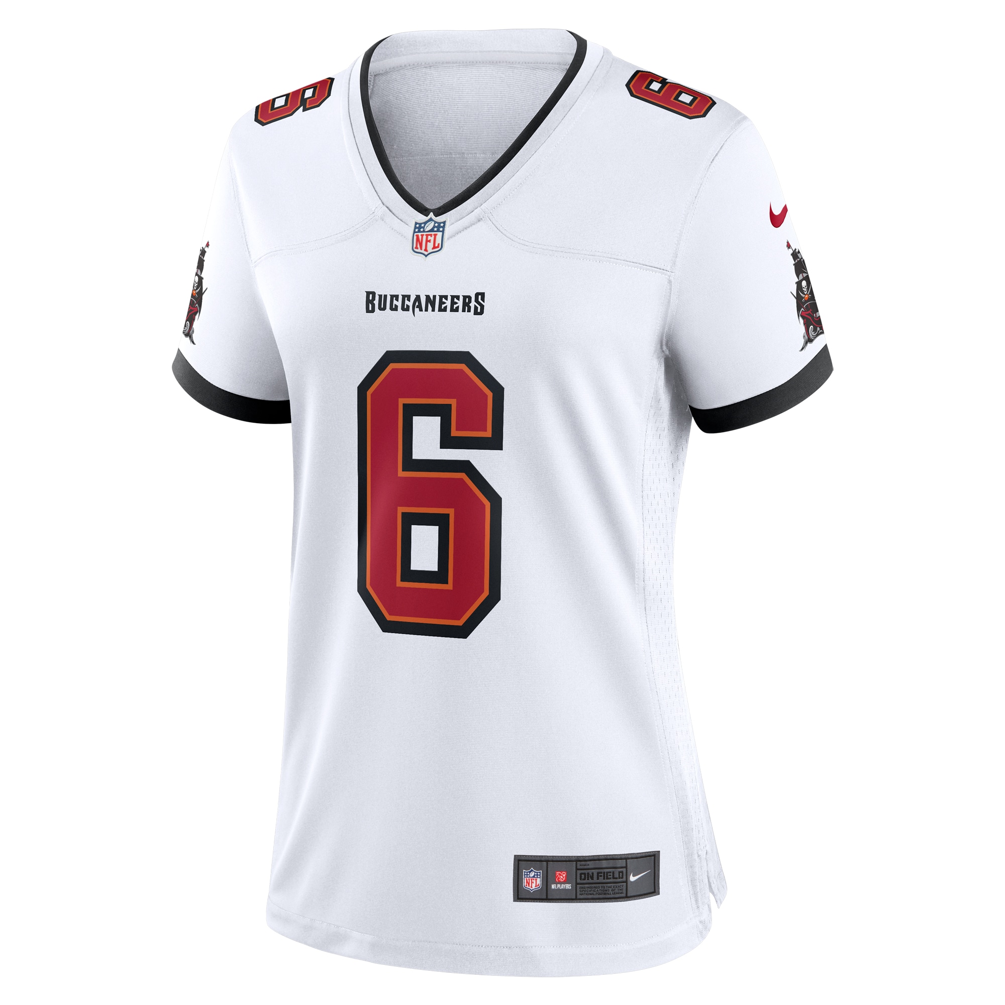 Alternative view of Women's Tampa Bay Buccaneers Baker Mayfield White Away Game Jersey JS3621 nicesnker