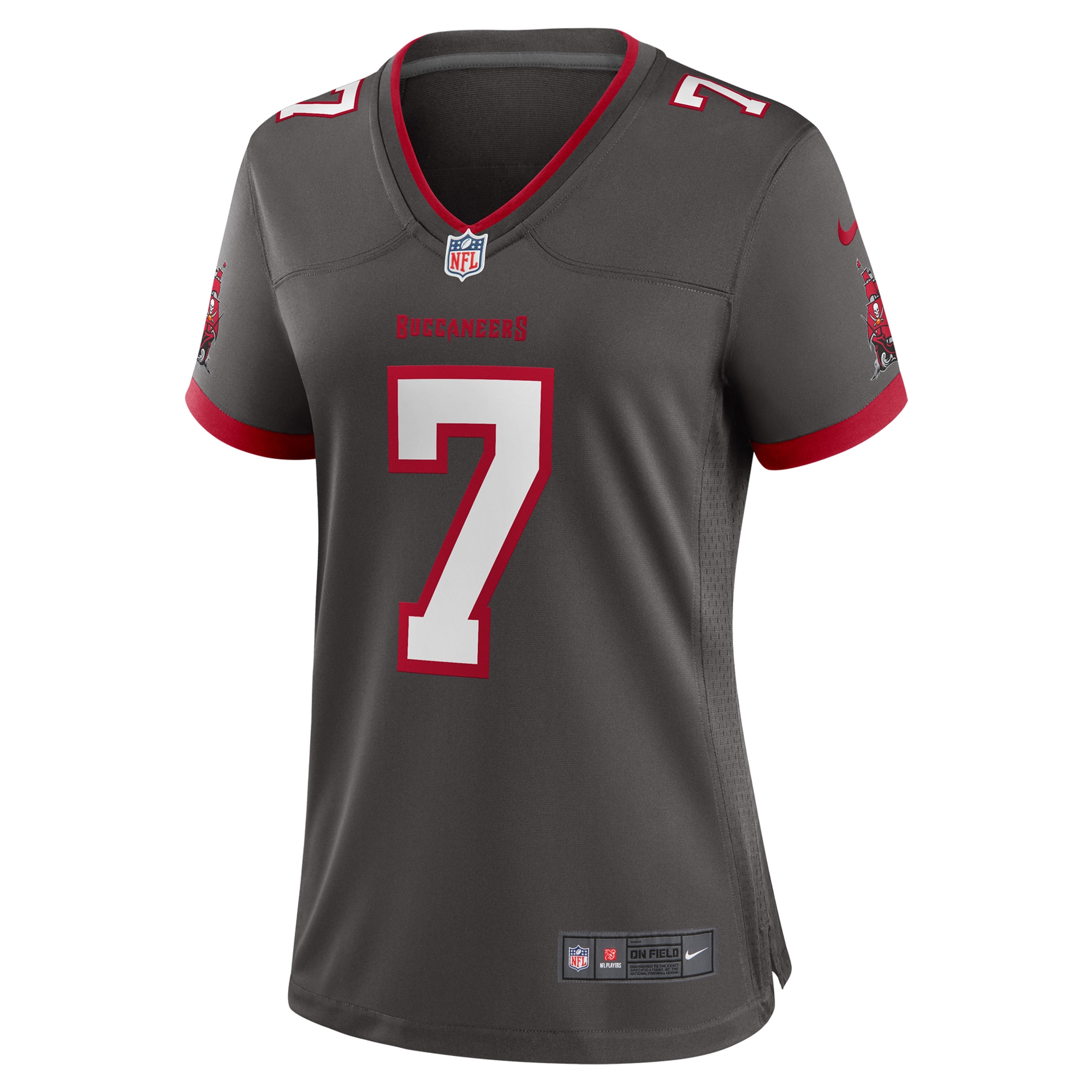 Alternative view of Women's Tampa Bay Buccaneers Bucky Irving Pewter Alternate Game Jersey JS8449 nicesnker