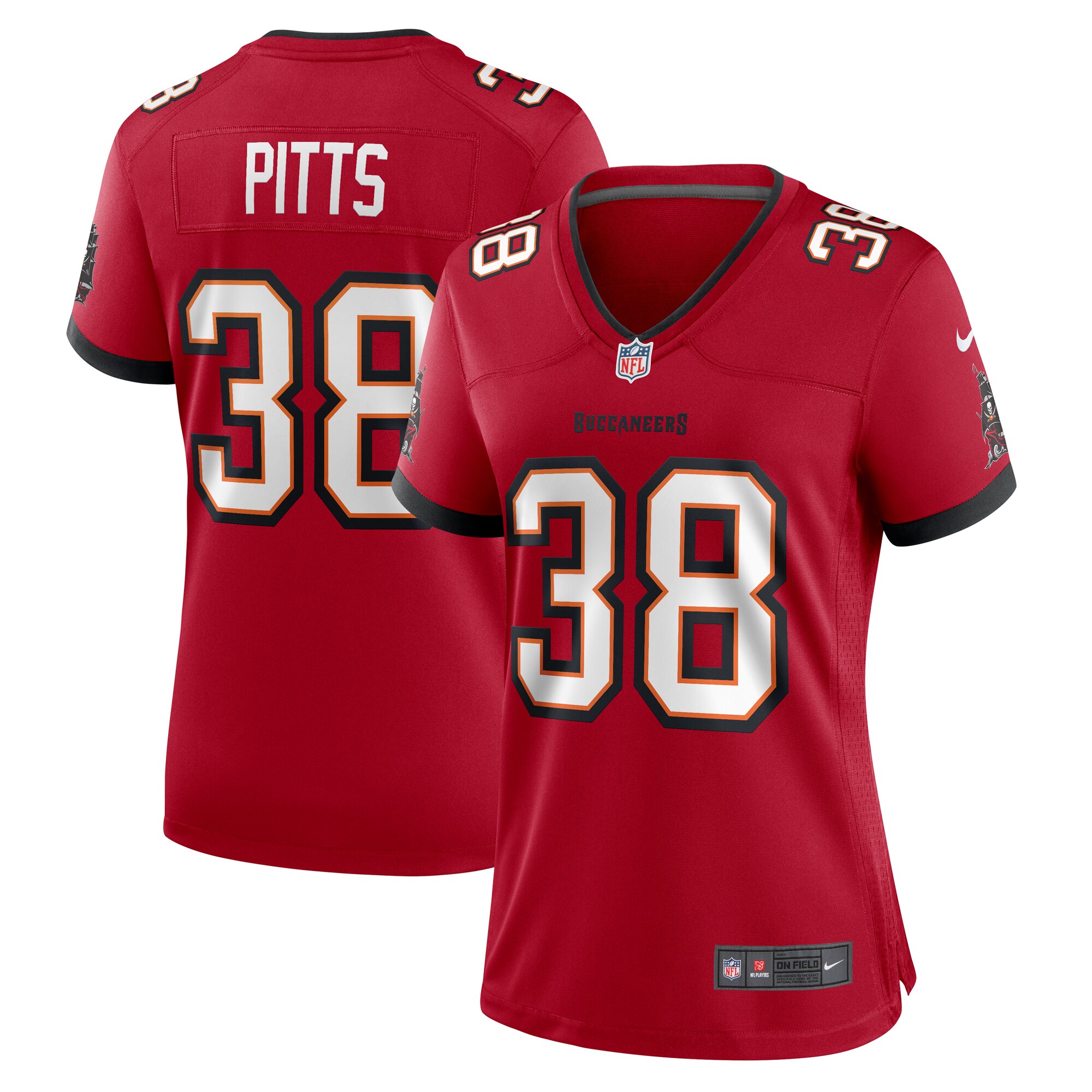 Women's Tampa Bay Buccaneers Derrek Pitts Red Game Jersey JS7859 nicesnker