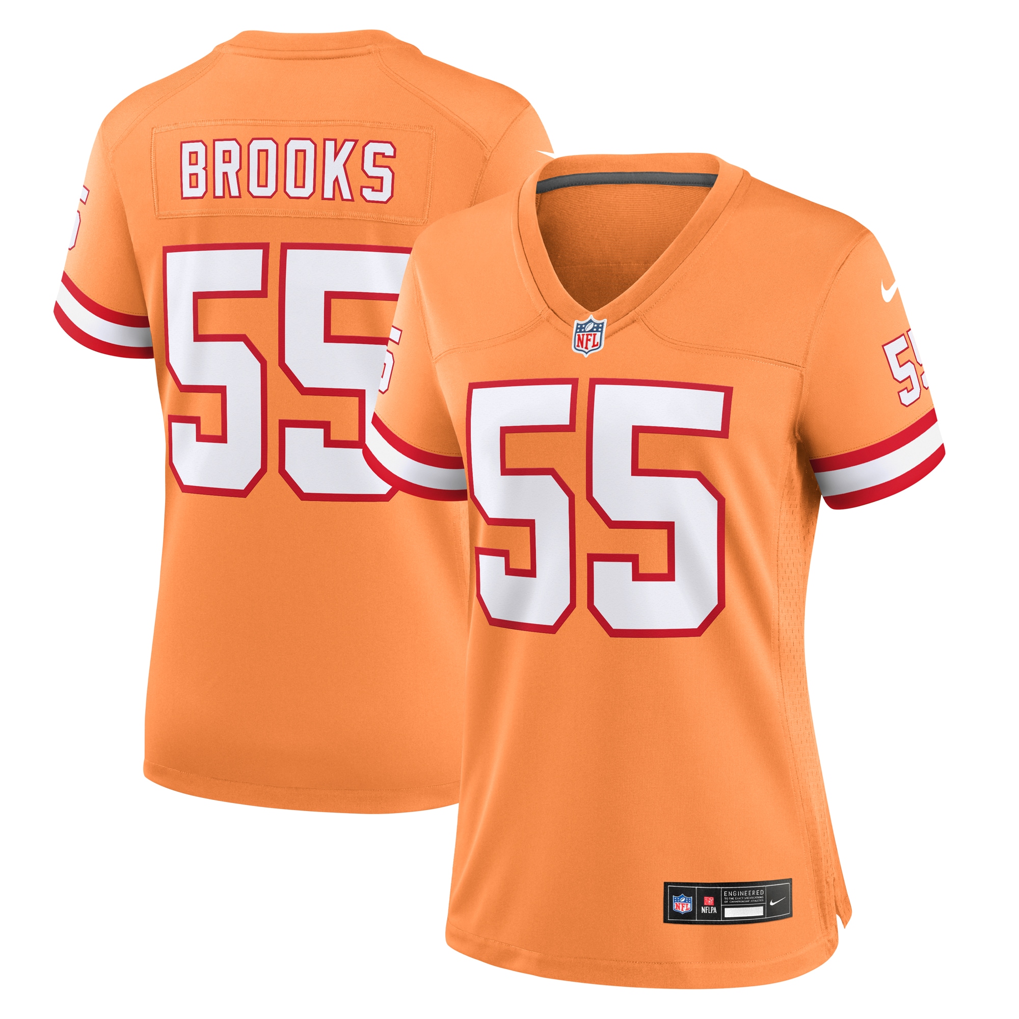 Women's Tampa Bay Buccaneers Derrick Brooks Orange Throwback Game Jersey JS7464 nicesnker
