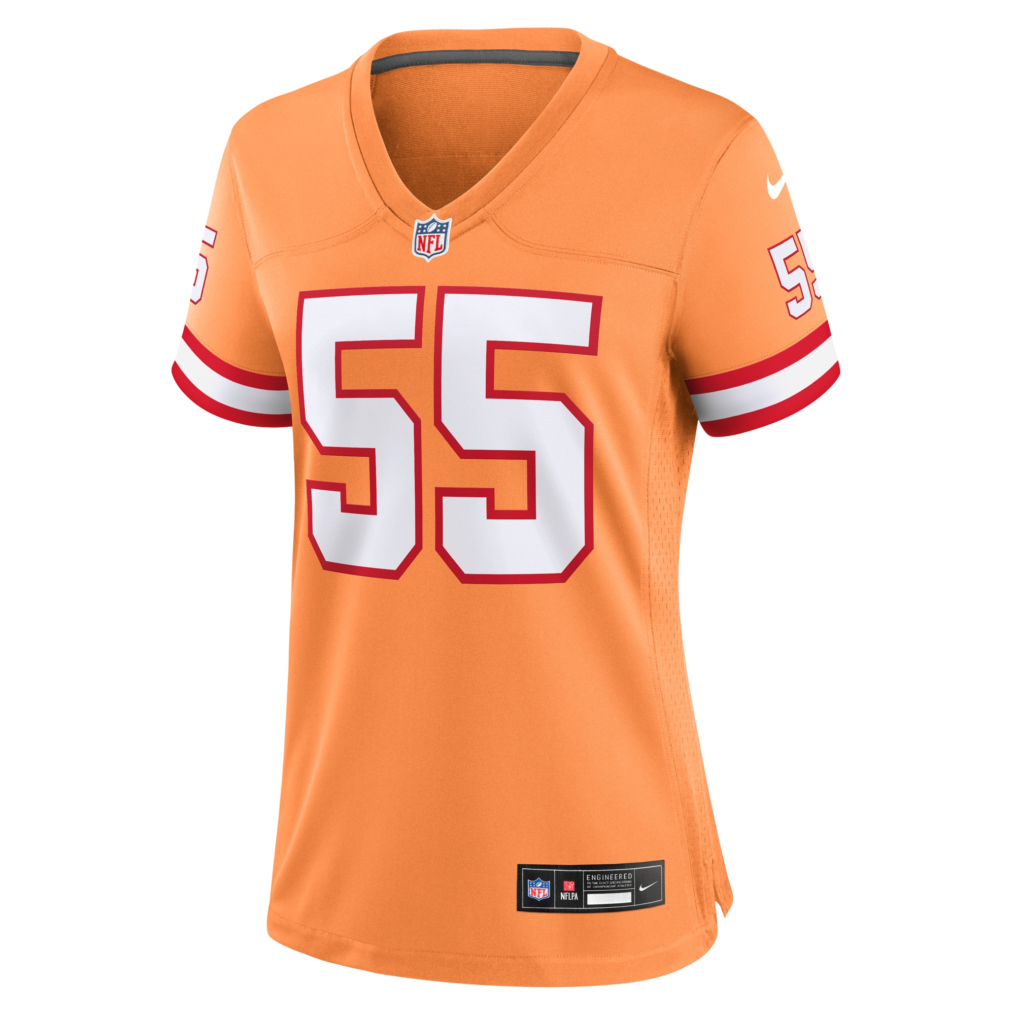 Alternative view of Women's Tampa Bay Buccaneers Derrick Brooks Orange Throwback Game Jersey JS7464 nicesnker