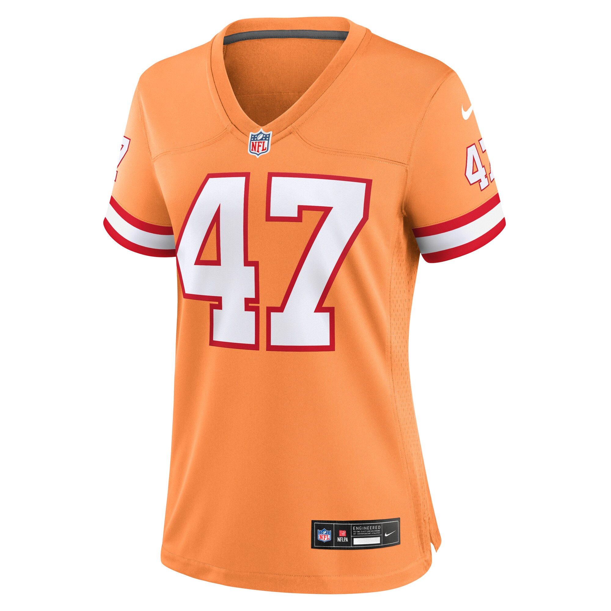 Alternative view of Women's Tampa Bay Buccaneers John Lynch Orange Throwback Game Jersey JS6679 nicesnker