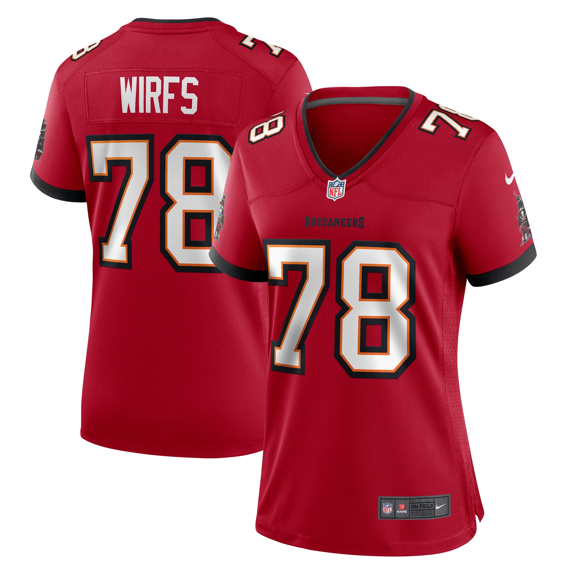 Women's Tampa Bay Buccaneers Tristan Wirfs Red Game Jersey JS4119 nicesnker