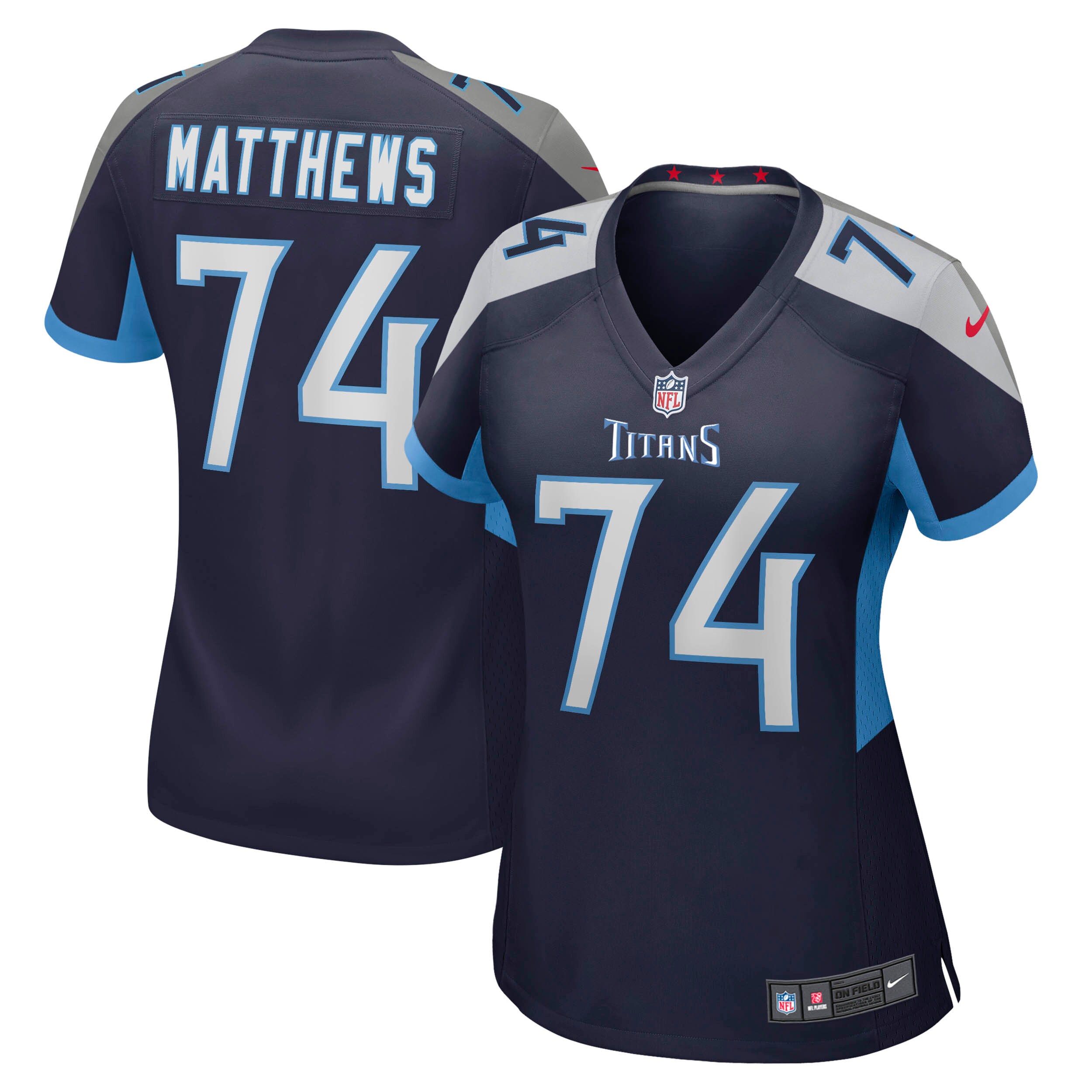 Women's Tennessee Titans Bruce Matthews Navy Retired Player Jersey JS3862 nicesnker