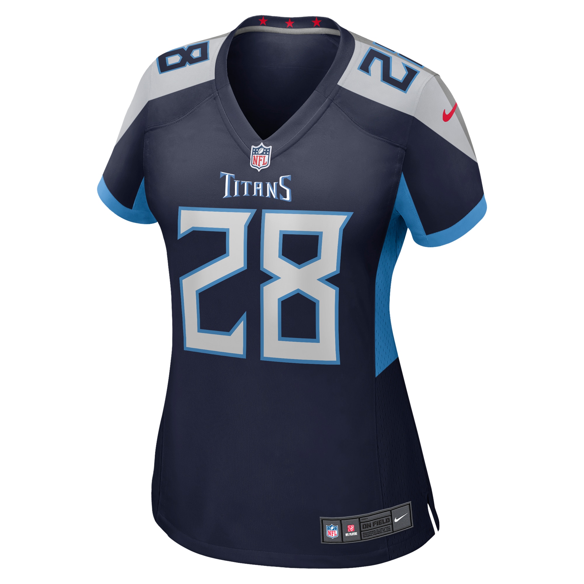 Alternative view of Women's Tennessee Titans Chris Johnson Navy Retired Player Game Jersey JS4183 nicesnker