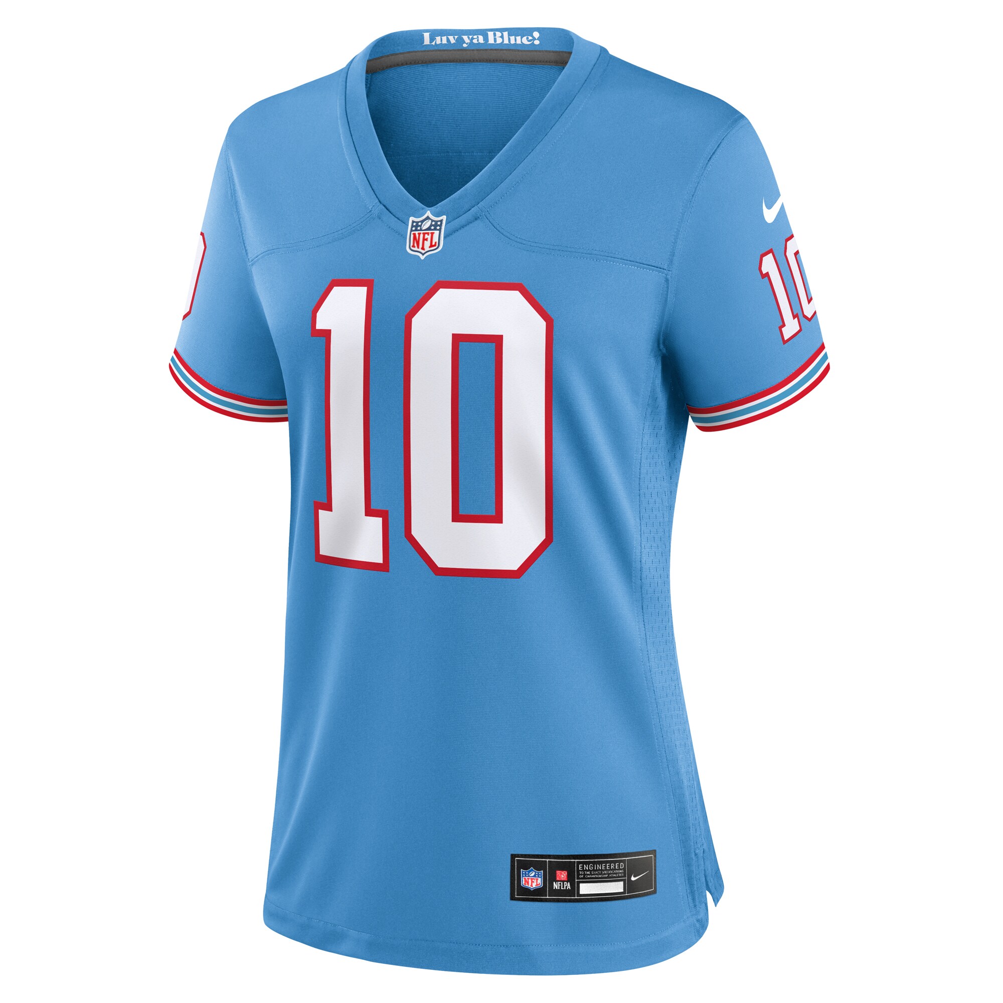 Alternative view of Women's Tennessee Titans DeAndre Hopkins Light Blue Oilers Throwback Player Game Jersey JS3542 nicesnker