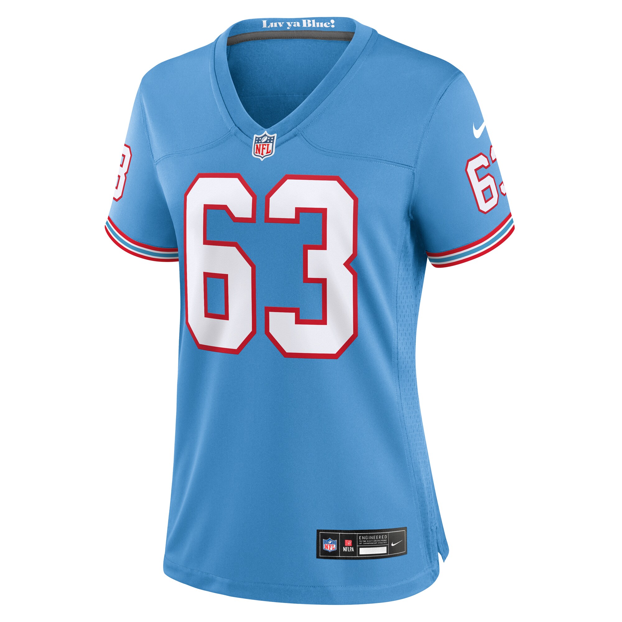 Alternative view of Women's Tennessee Titans Mike Munchak Light Blue Oilers Throwback Retired Player Game Jersey JS7730 nicesnker