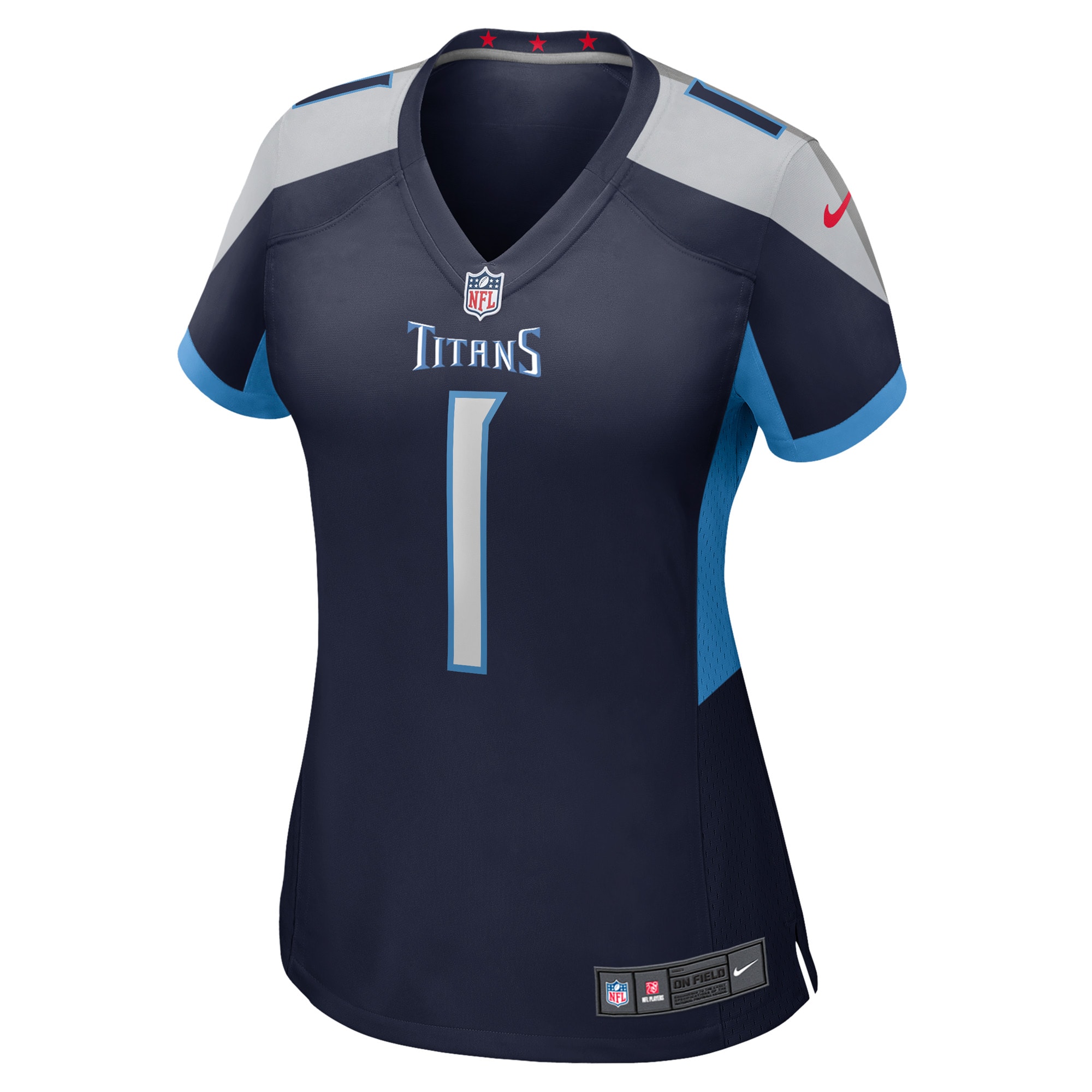 Alternative view of Women's Tennessee Titans Number 1 Bride Navy Game Jersey JS4528 nicesnker