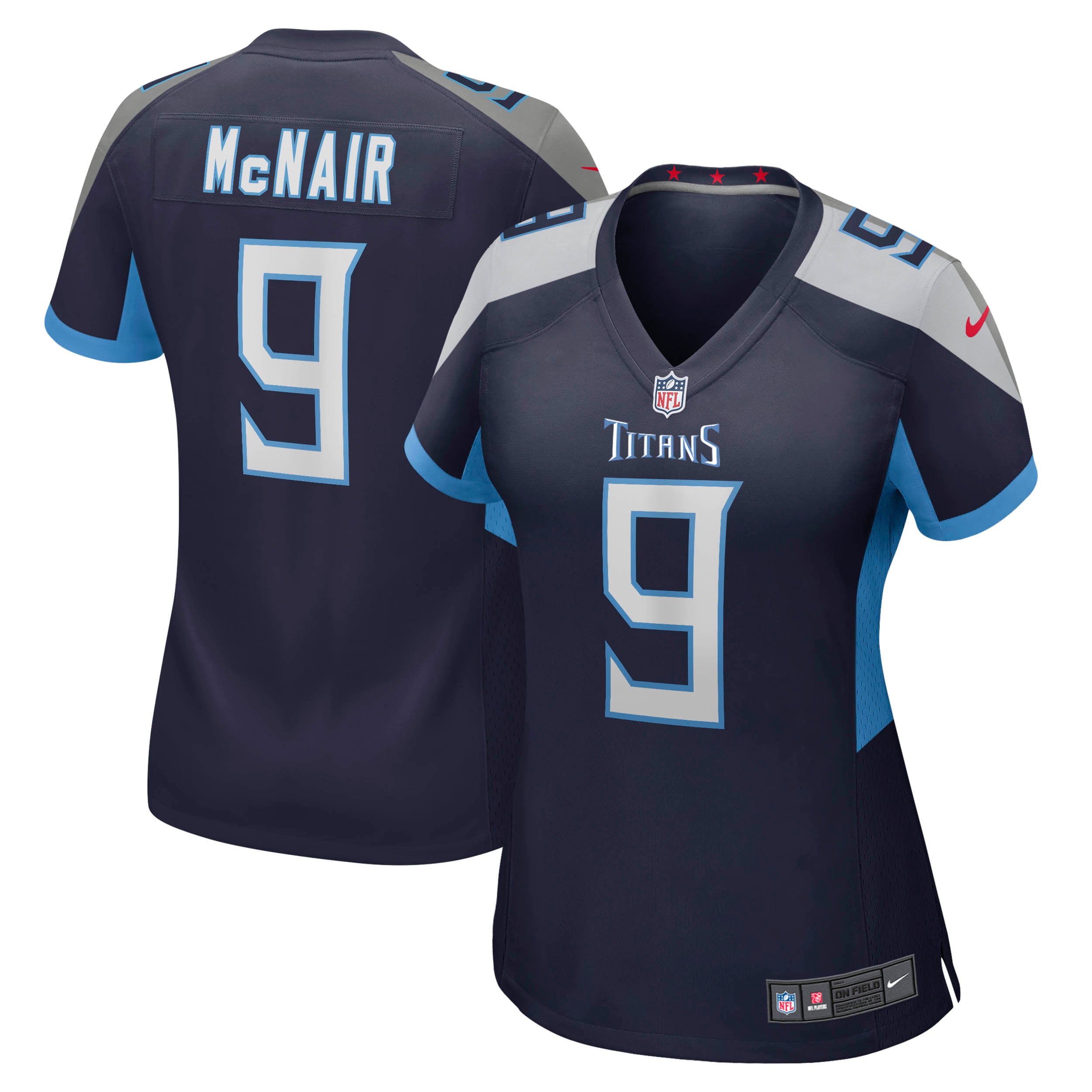 Women's Tennessee Titans Steve McNair Navy Game Retired Player Jersey JS3349 nicesnker
