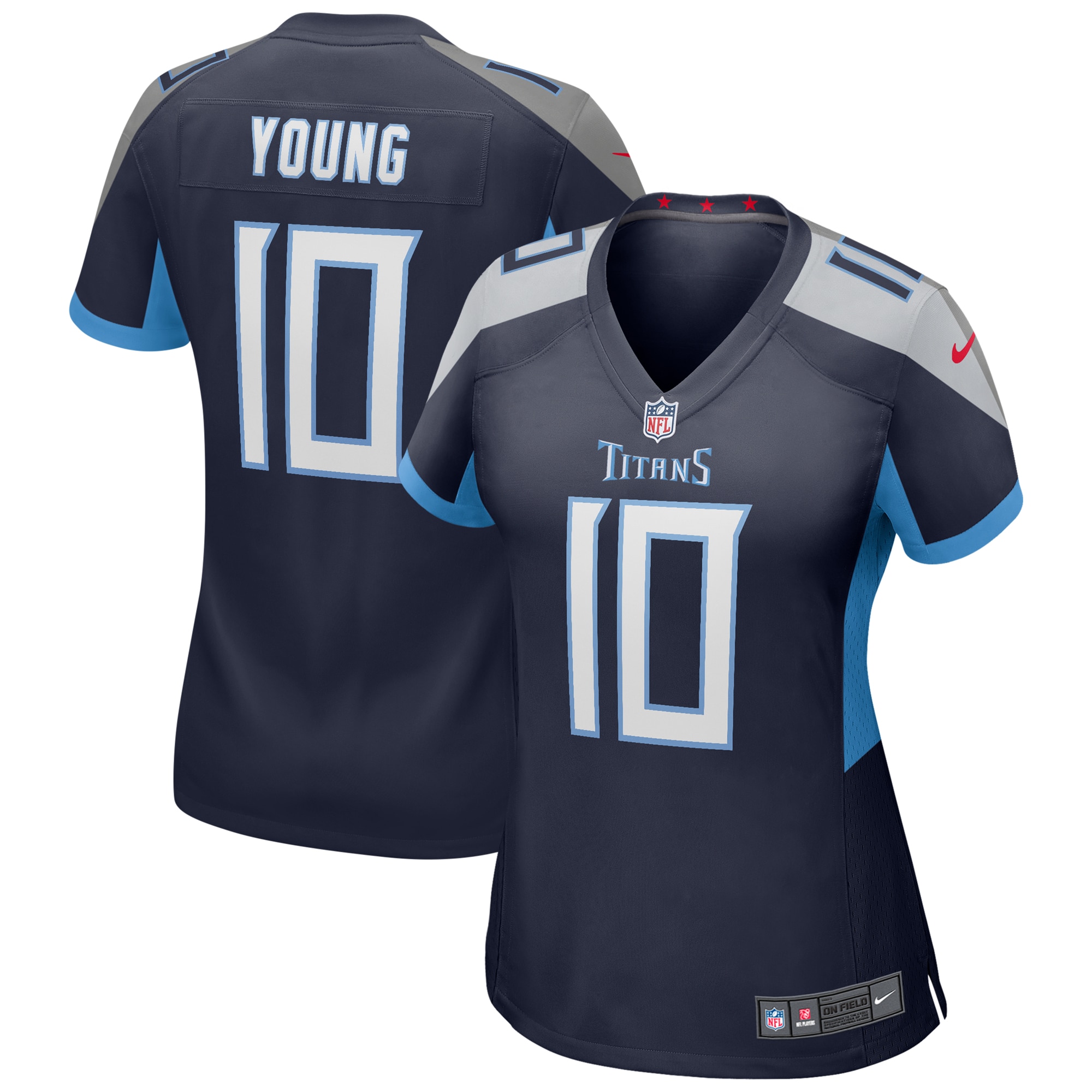 Women's Tennessee Titans Vince Young Navy Game Retired Player Jersey JS9993 nicesnker