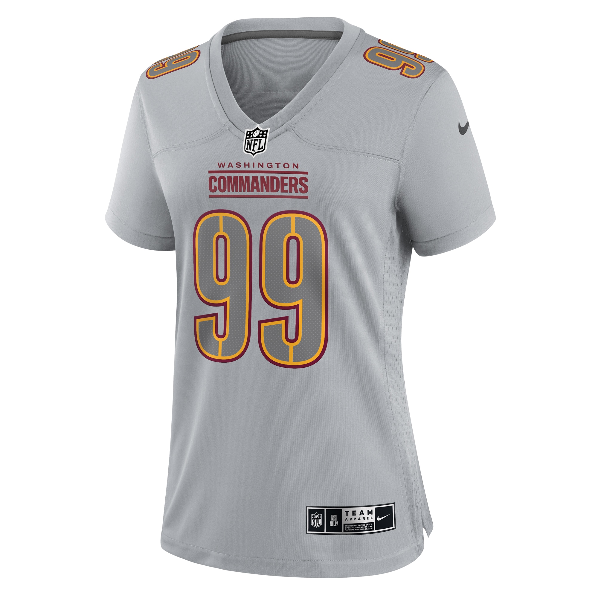 Alternative view of Women's Washington Commanders Chase Young Gray Atmosphere Fashion Game Jersey JS3511 nicesnker