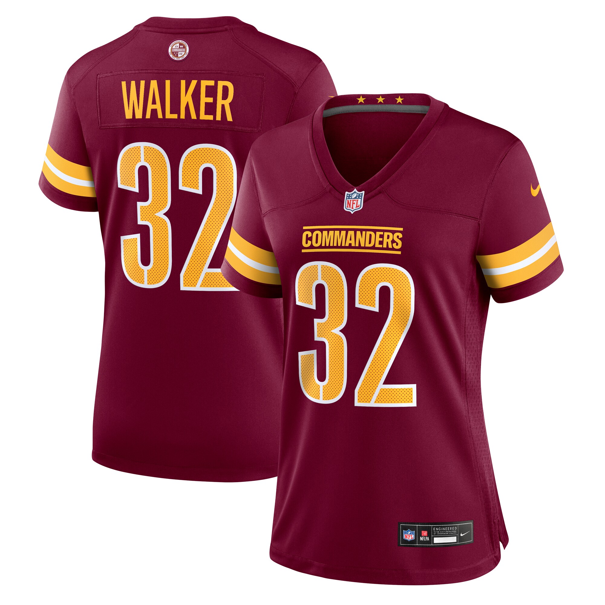 Women's Washington Commanders Mykal Walker Burgundy Game Jersey JS2156 nicesnker