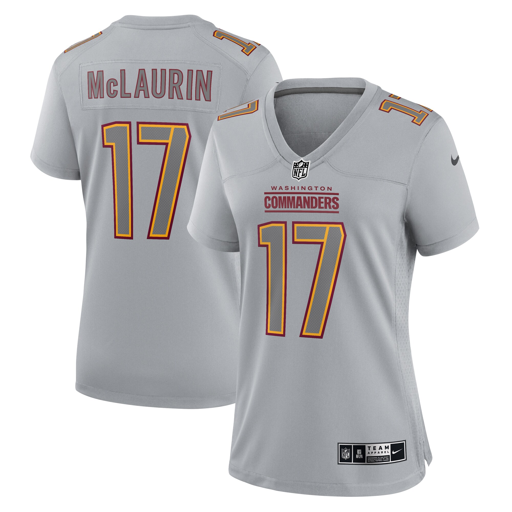 Women's Washington Commanders Terry McLaurin Gray Atmosphere Fashion Game Jersey JS2576 nicesnker