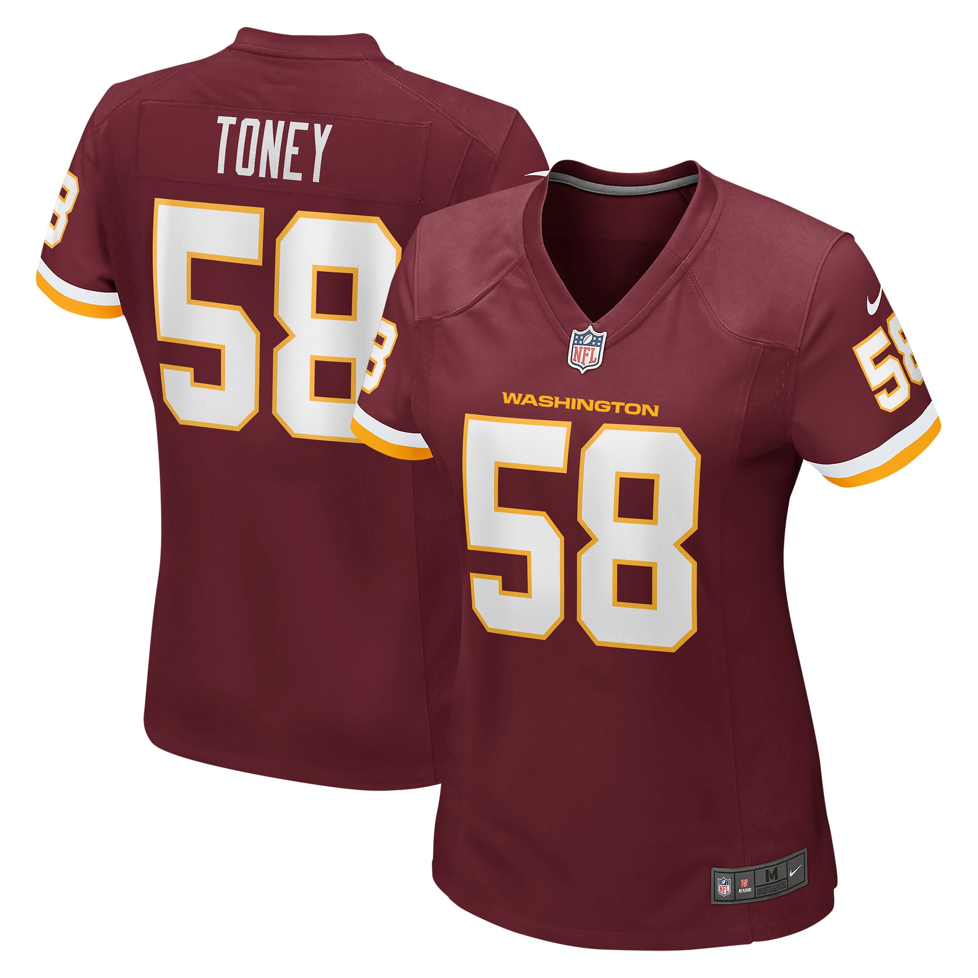 Women's Washington Football Team Shaka Toney Burgundy Game Jersey JS7221 nicesnker