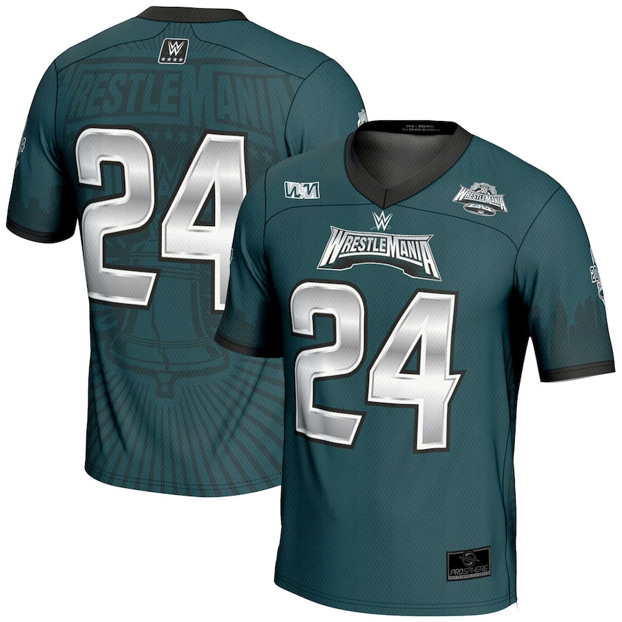 WrestleMania 40 Football Jersey #24 All Over Printed - Men Green JS2286 nicesnker