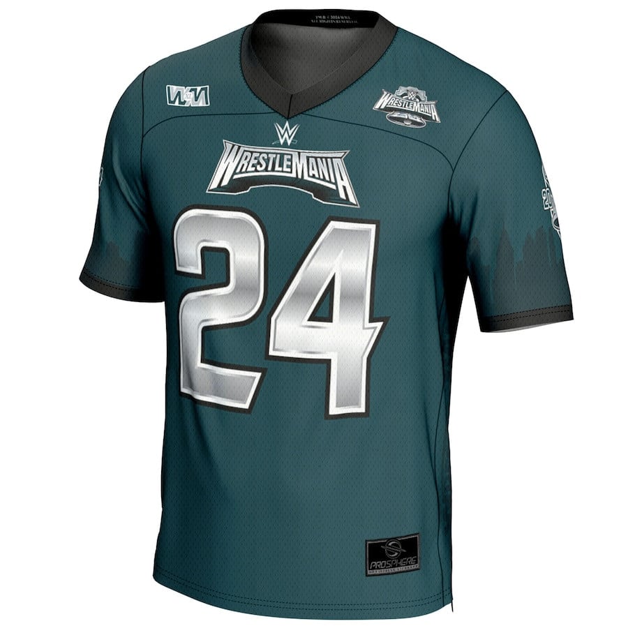 Alternative view of WrestleMania 40 Football Jersey #24 All Over Printed - Men Green JS2286 nicesnker