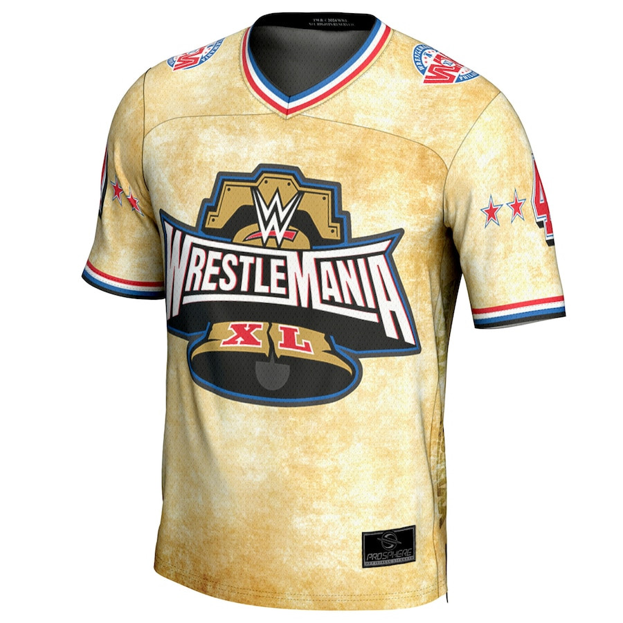 Alternative view of WrestleMania 40 Football Jersey All Over Printed - Men Yellow JS3415 nicesnker