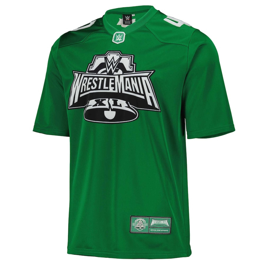 Alternative view of WrestleMania 40 Replica Football Jersey Graphics Pattern - Green/White JS7460 nicesnker