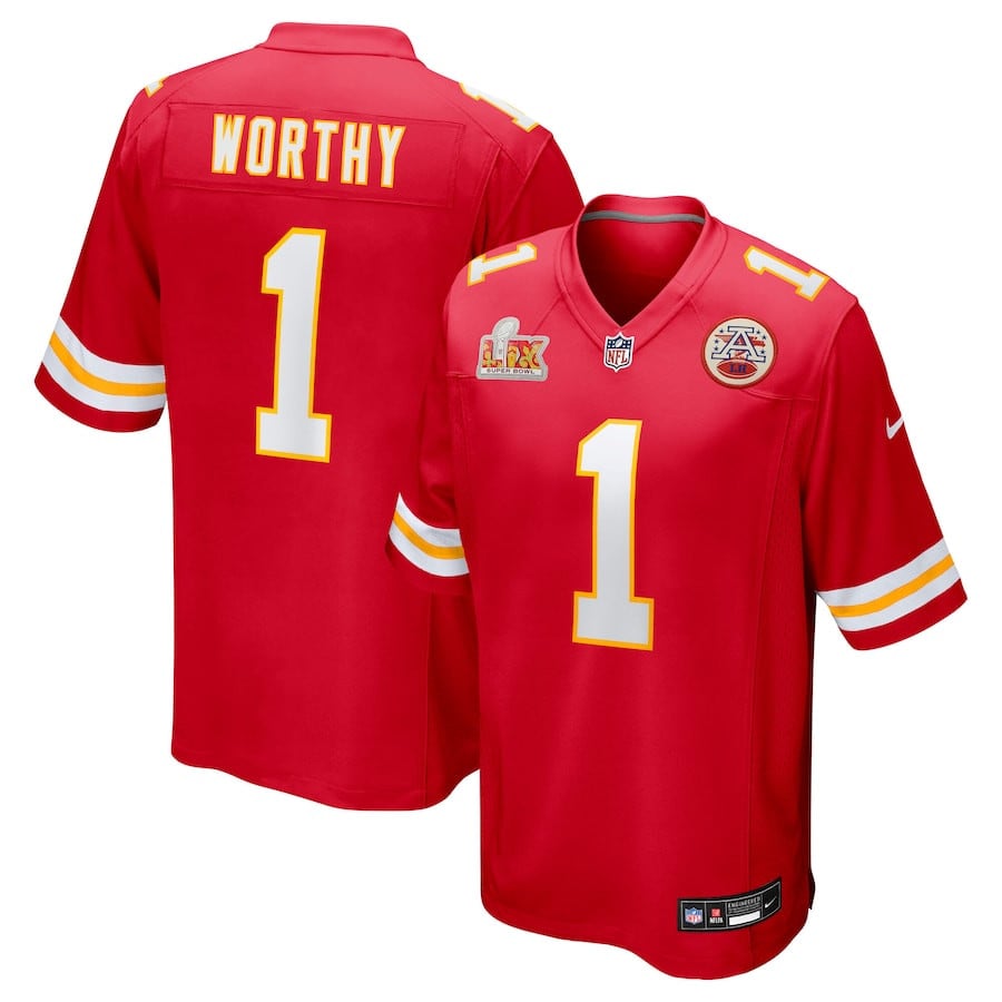 Xavier Worthy 1 Kansas City Chiefs Super Bowl LIX Game Jersey - Red JS7821 nicesnker