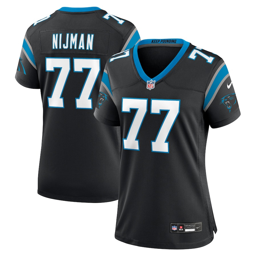 Yosh Nijman 77 Carolina Panthers Women's Game Jersey - Black JS8980 nicesnker