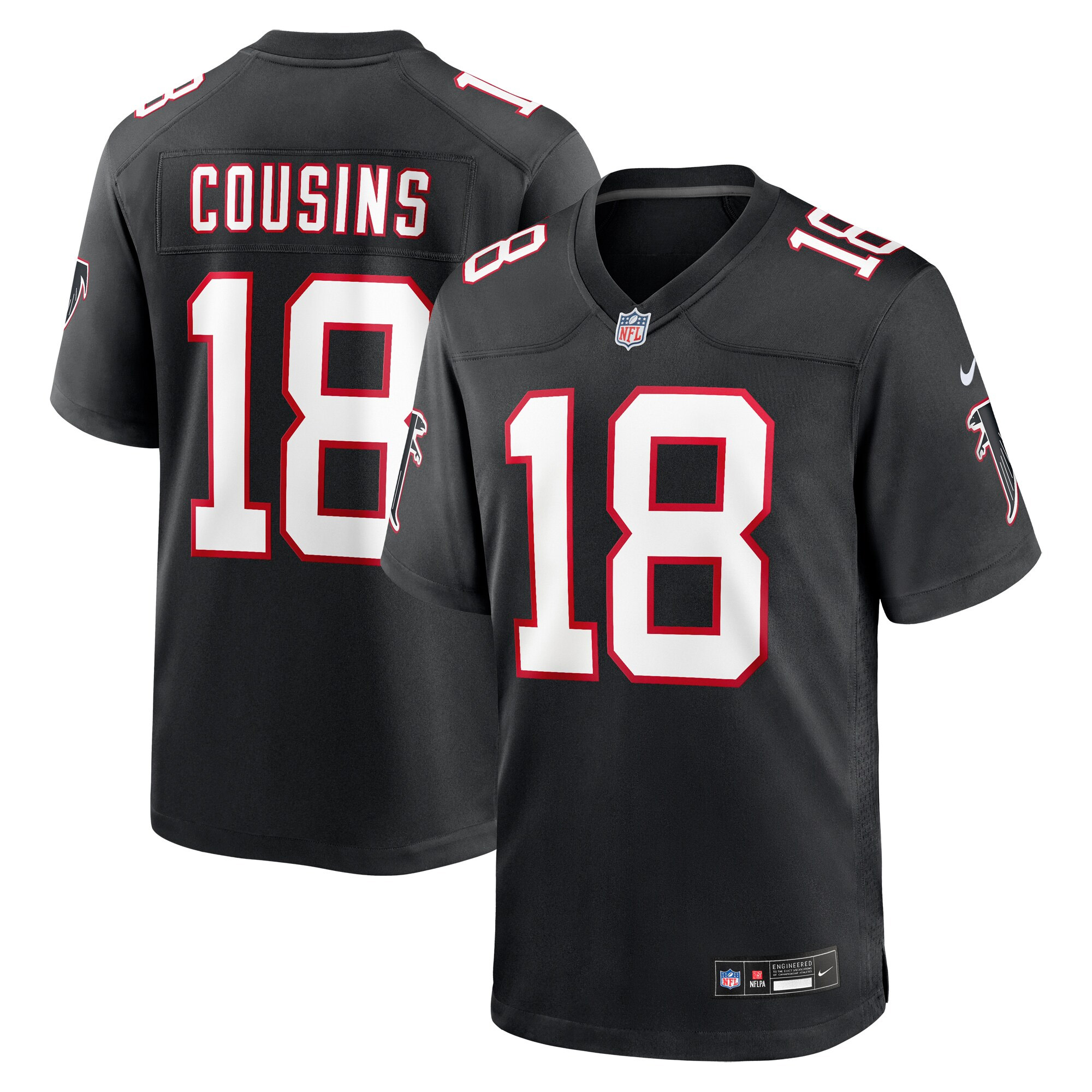 Youth Atlanta Falcons Kirk Cousins Black Alternate Game Jersey JS2193 nicesnker