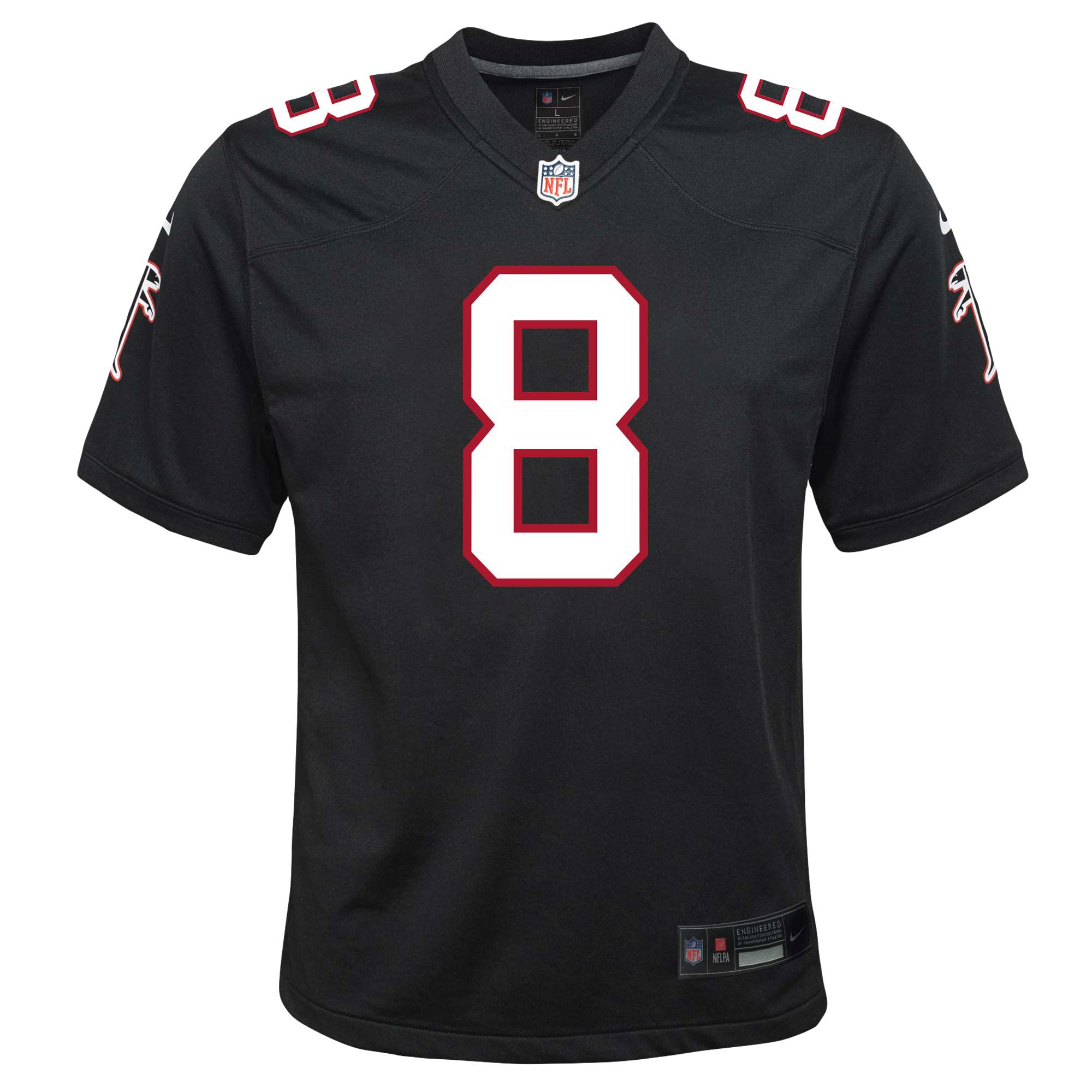 Alternative view of Youth Atlanta Falcons Kyle Pitts Black Game Jersey JS7338 nicesnker