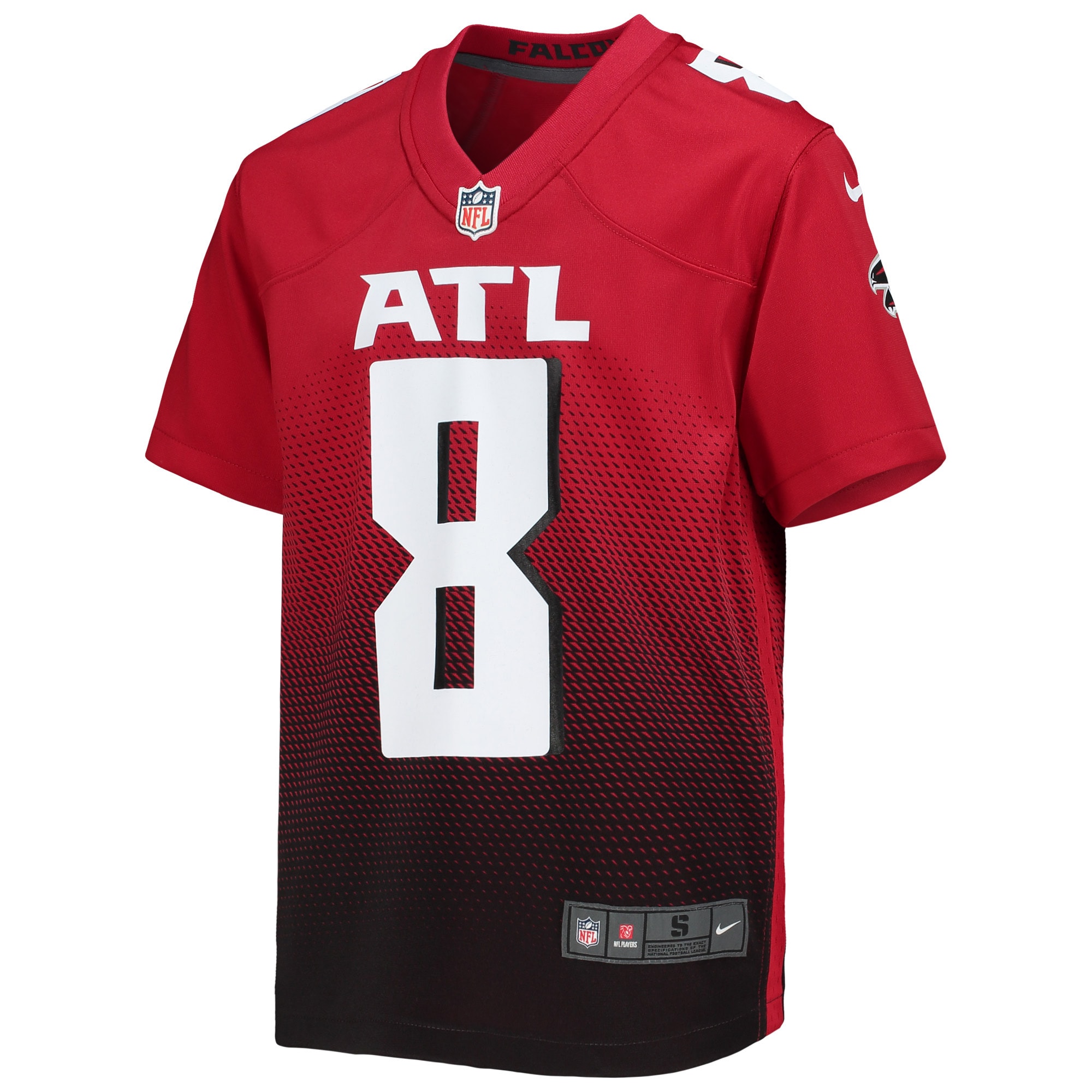 Alternative view of Youth Atlanta Falcons Kyle Pitts Red Game Jersey JS3891 nicesnker