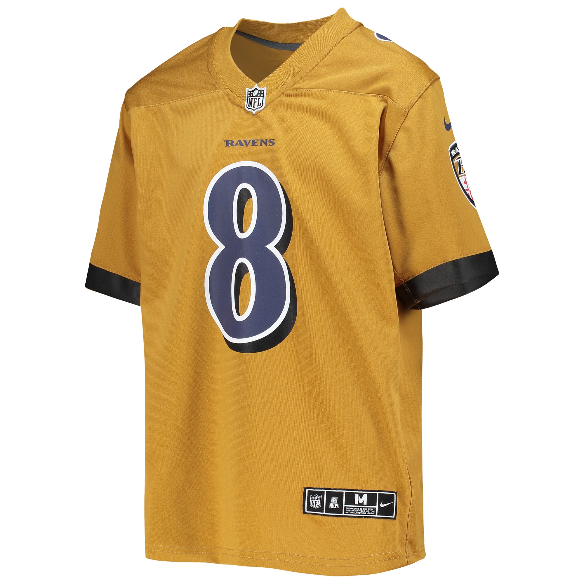 Alternative view of Youth Baltimore Ravens Lamar Jackson Gold Inverted Team Game Jersey JS7720 nicesnker