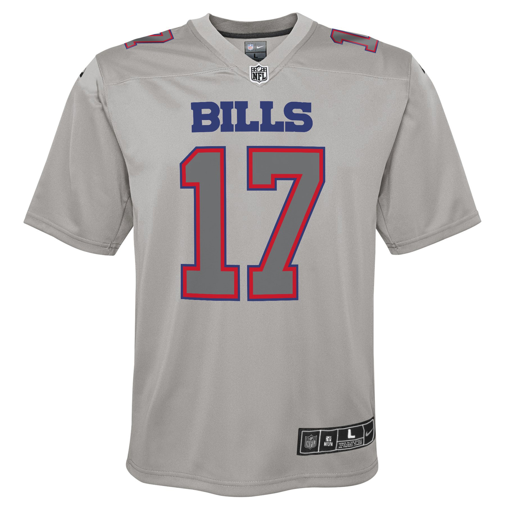 Alternative view of Youth Buffalo Bills Josh Allen Gray Atmosphere Game Jersey JS2002 nicesnker