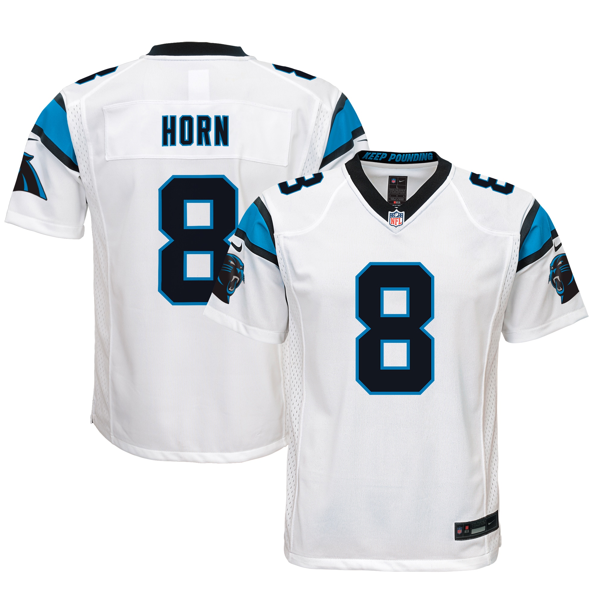 Youth Carolina Panthers Jaycee Horn White Game Jersey JS2731 nicesnker