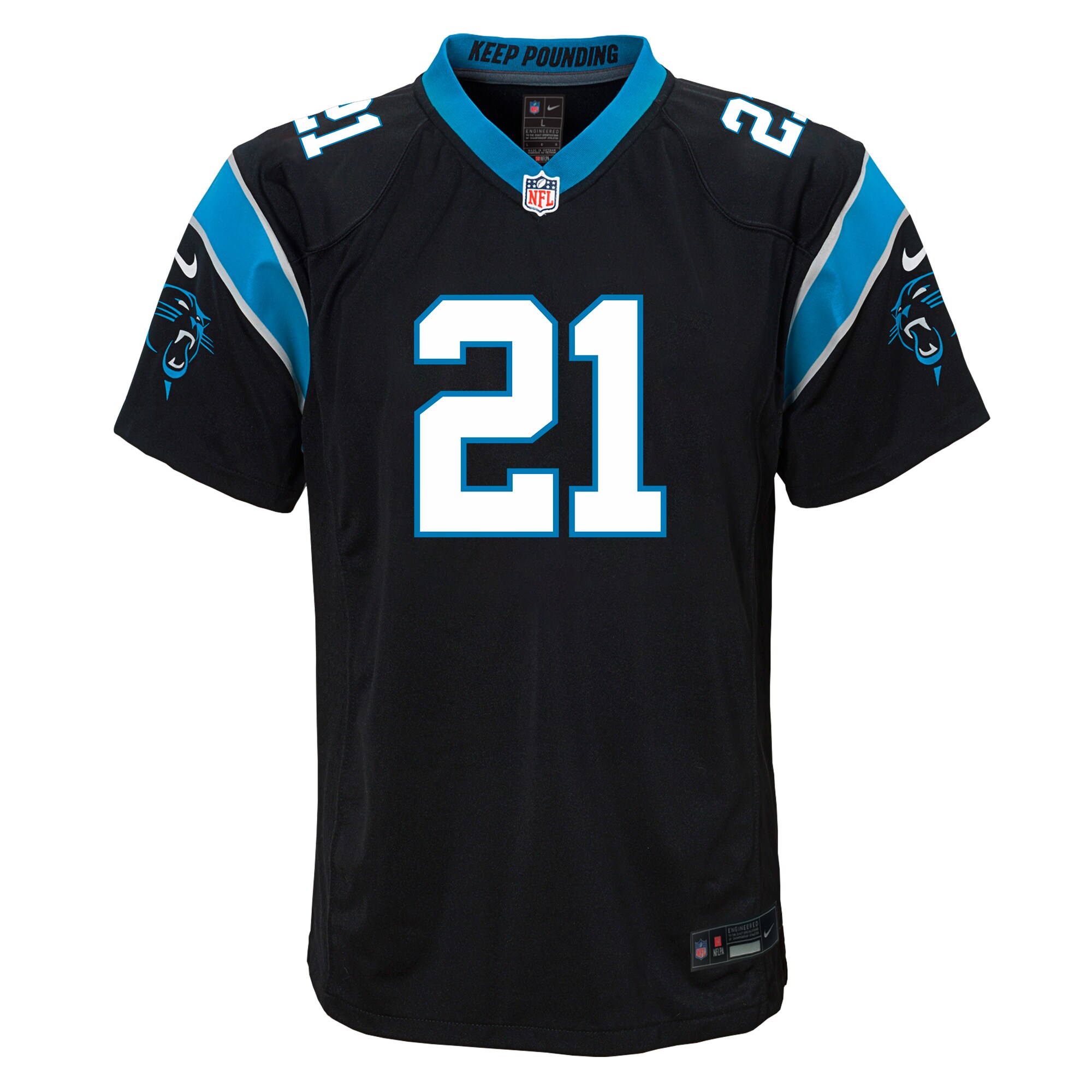 Alternative view of Youth Carolina Panthers Jeremy Chinn Black Game Jersey JS4204 nicesnker