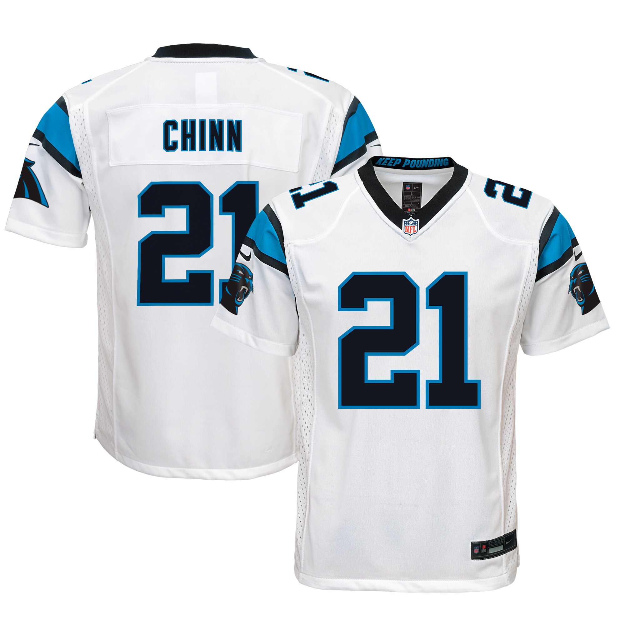 Youth Carolina Panthers Jeremy Chinn White Game Jersey JS4491 nicesnker