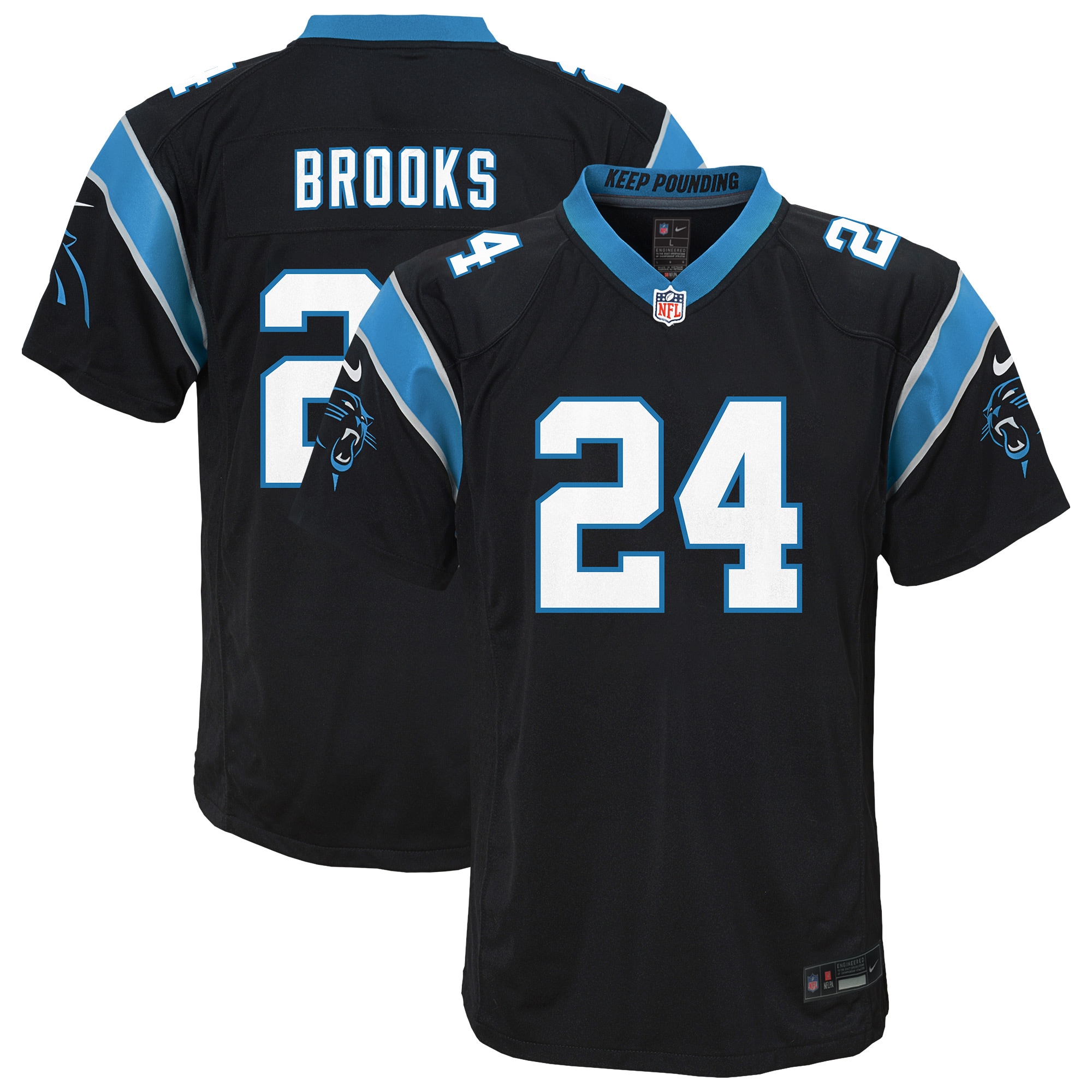 Youth Carolina Panthers Jonathon Brooks Black Team Game Jersey JS3387 nicesnker