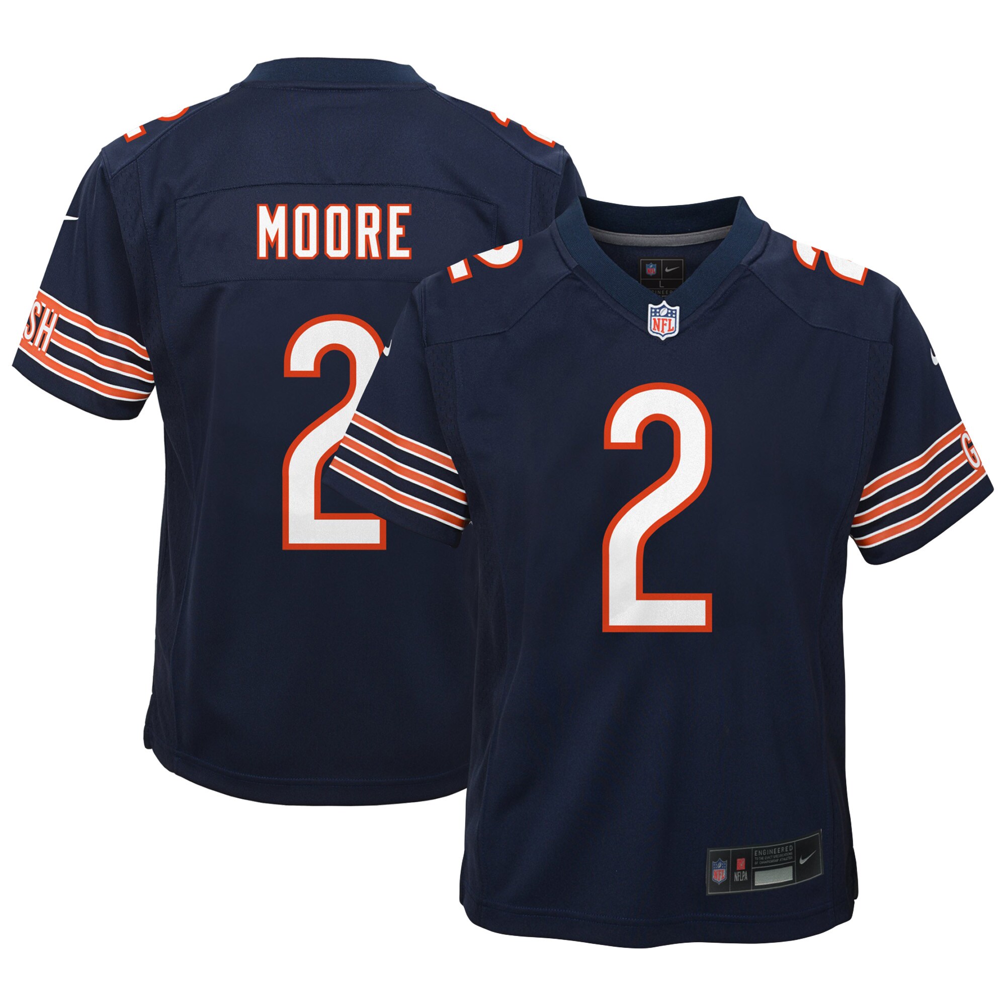Youth Chicago Bears D.J. Moore Navy Game Jersey JS5966 nicesnker