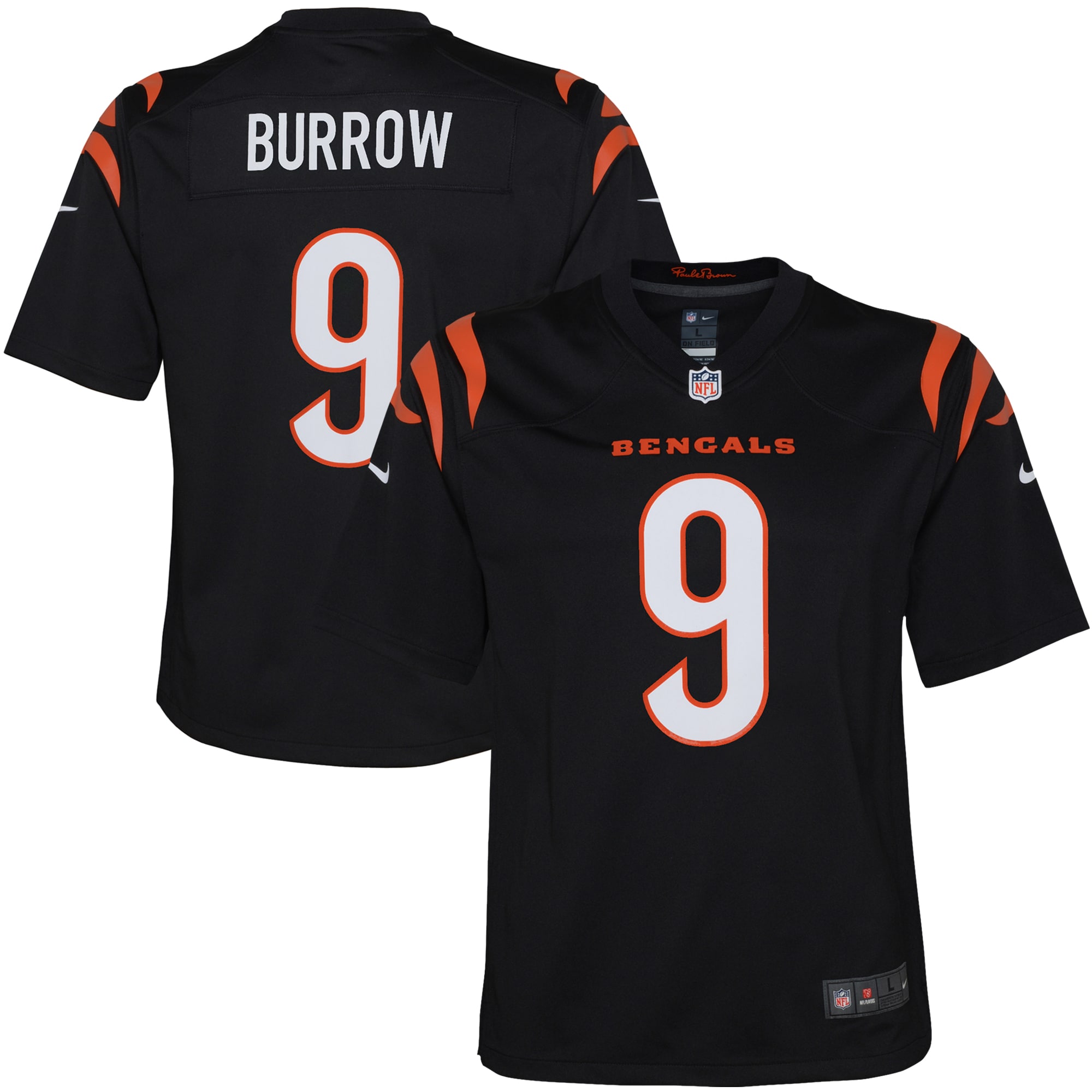 Youth Cincinnati Bengals Joe Burrow Black Game Jersey JS1882 nicesnker
