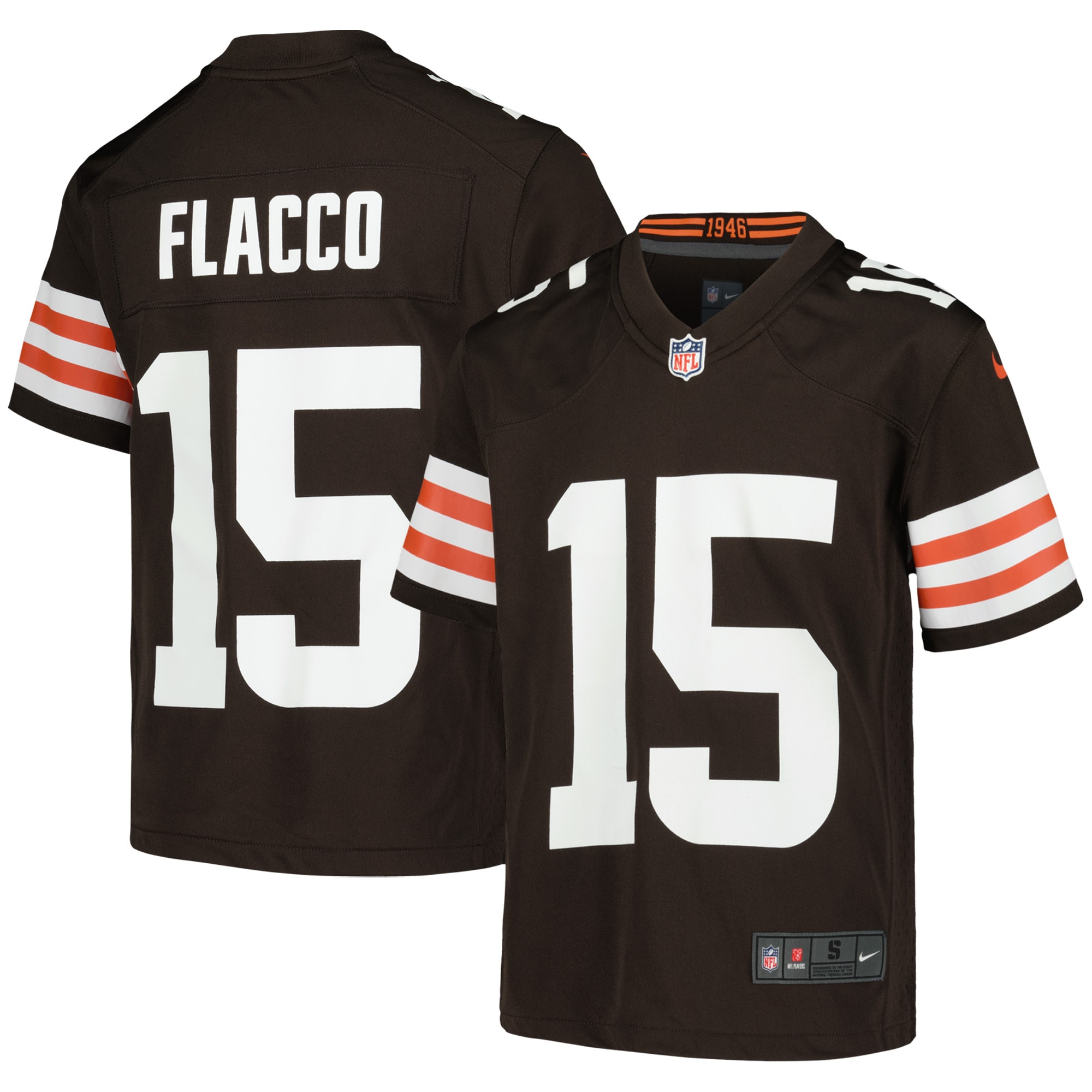 Youth Cleveland Browns Joe Flacco Brown Game Jersey JS3169 nicesnker