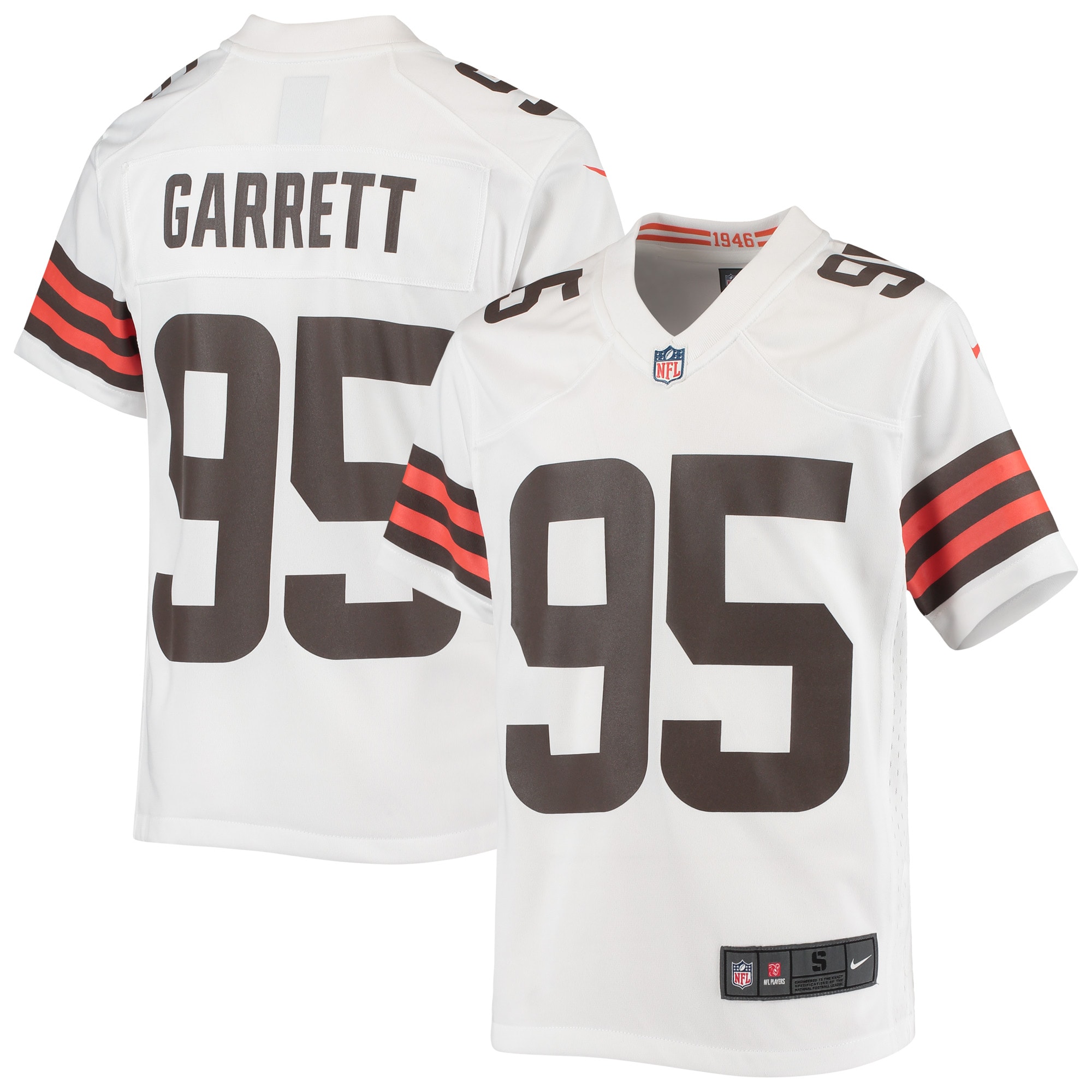 Youth Cleveland Browns Myles Garrett White Game Jersey JS4961 nicesnker