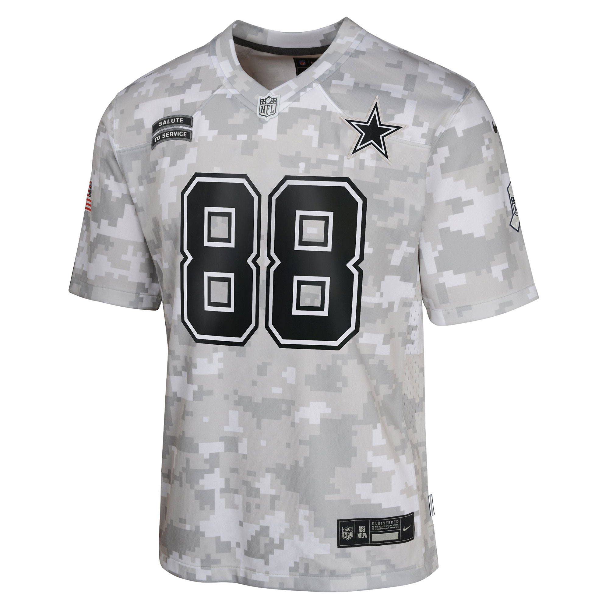 Alternative view of Youth Dallas Cowboys CeeDee Lamb Arctic Camo 2024 Salute to Service Game Jersey JS1894 nicesnker