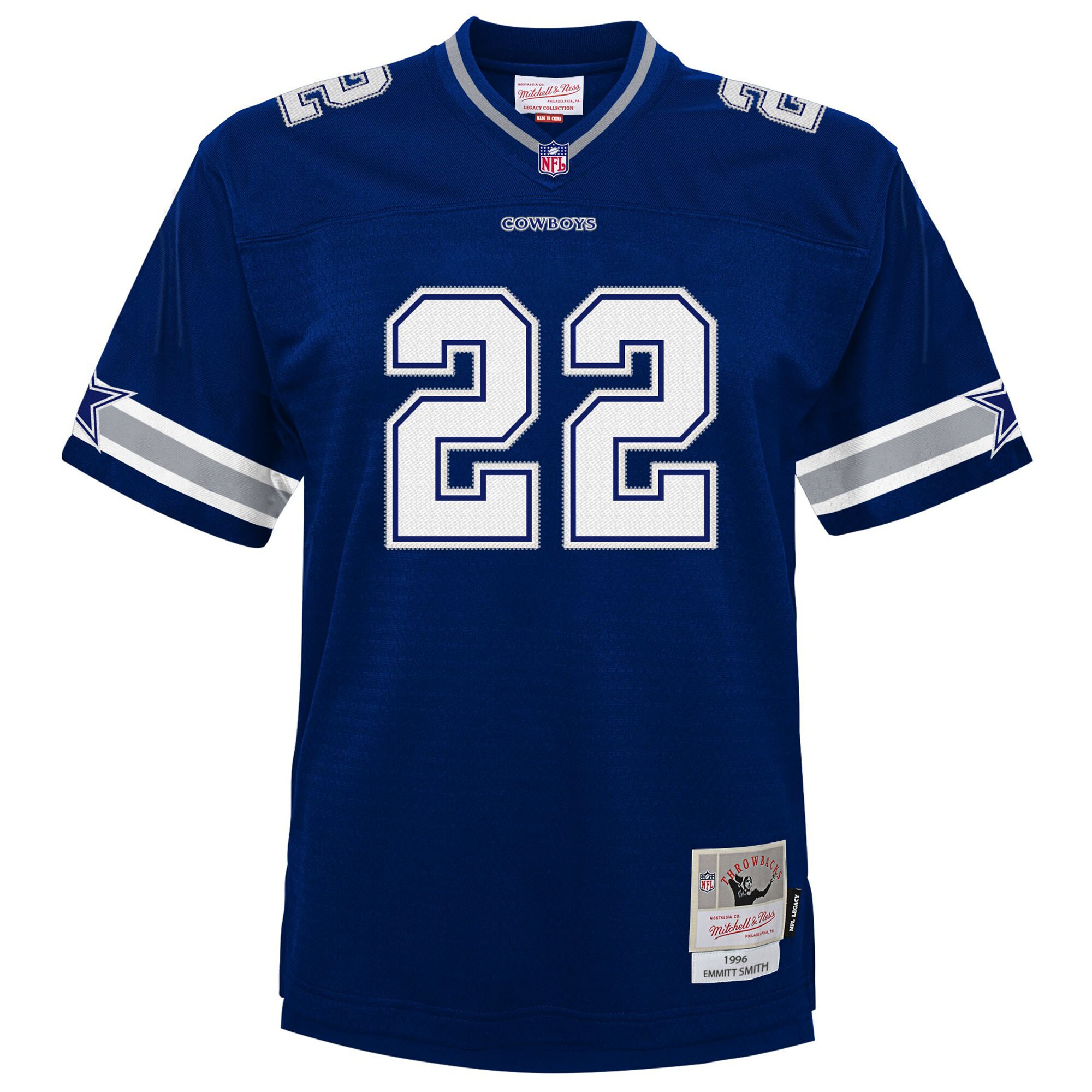 Alternative view of Youth Dallas Cowboys Emmitt Smith Mitchell & Ness Navy 1996 Legacy Jersey JS4467 nicesnker