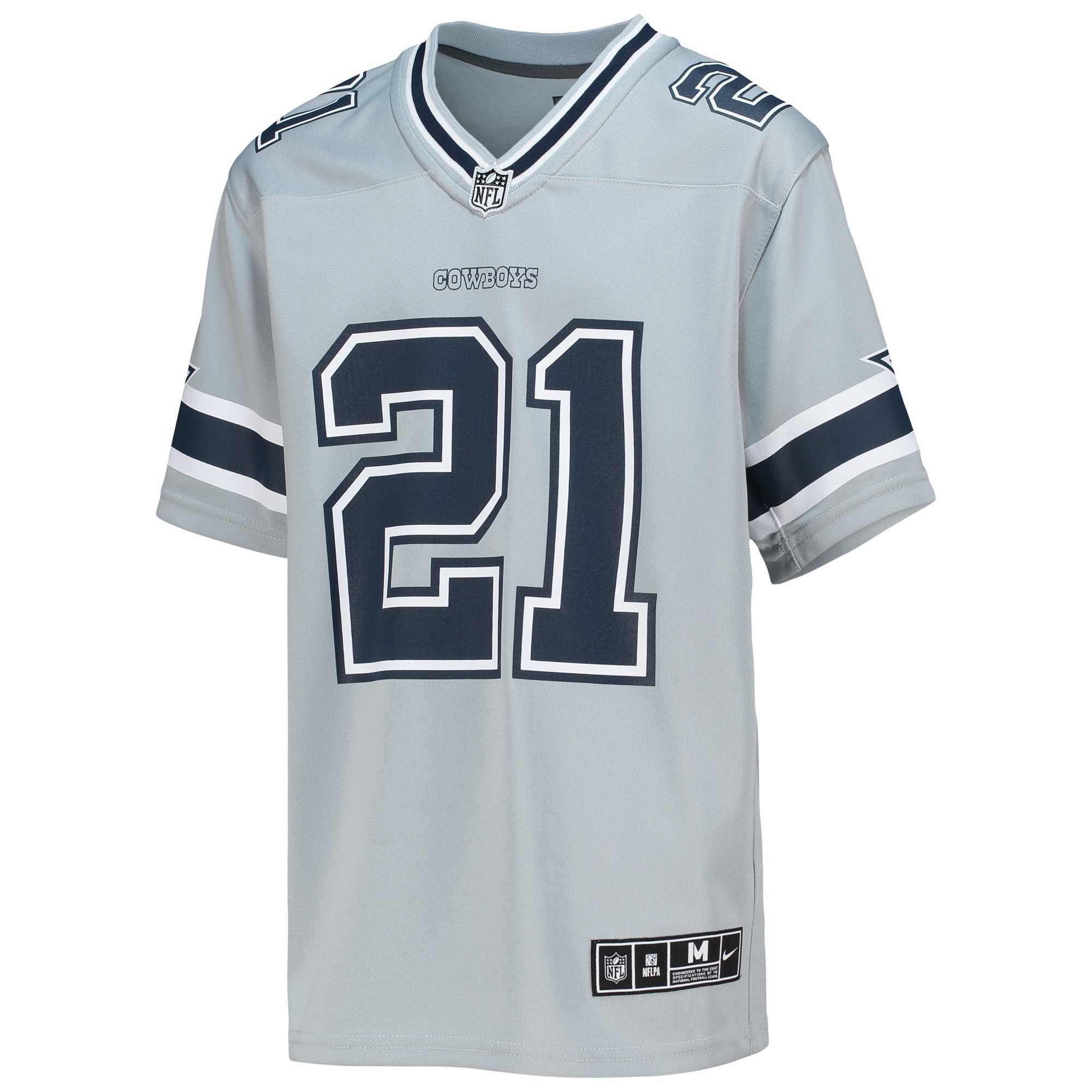 Alternative view of Youth Dallas Cowboys Ezekiel Elliott Silver Inverted Team Game Jersey JS3340 nicesnker