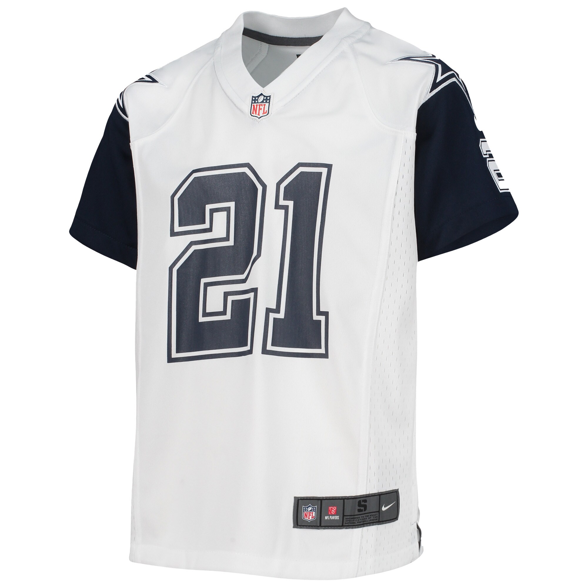 Alternative view of Youth Dallas Cowboys Ezekiel Elliott White Alternate Game Jersey JS1793 nicesnker