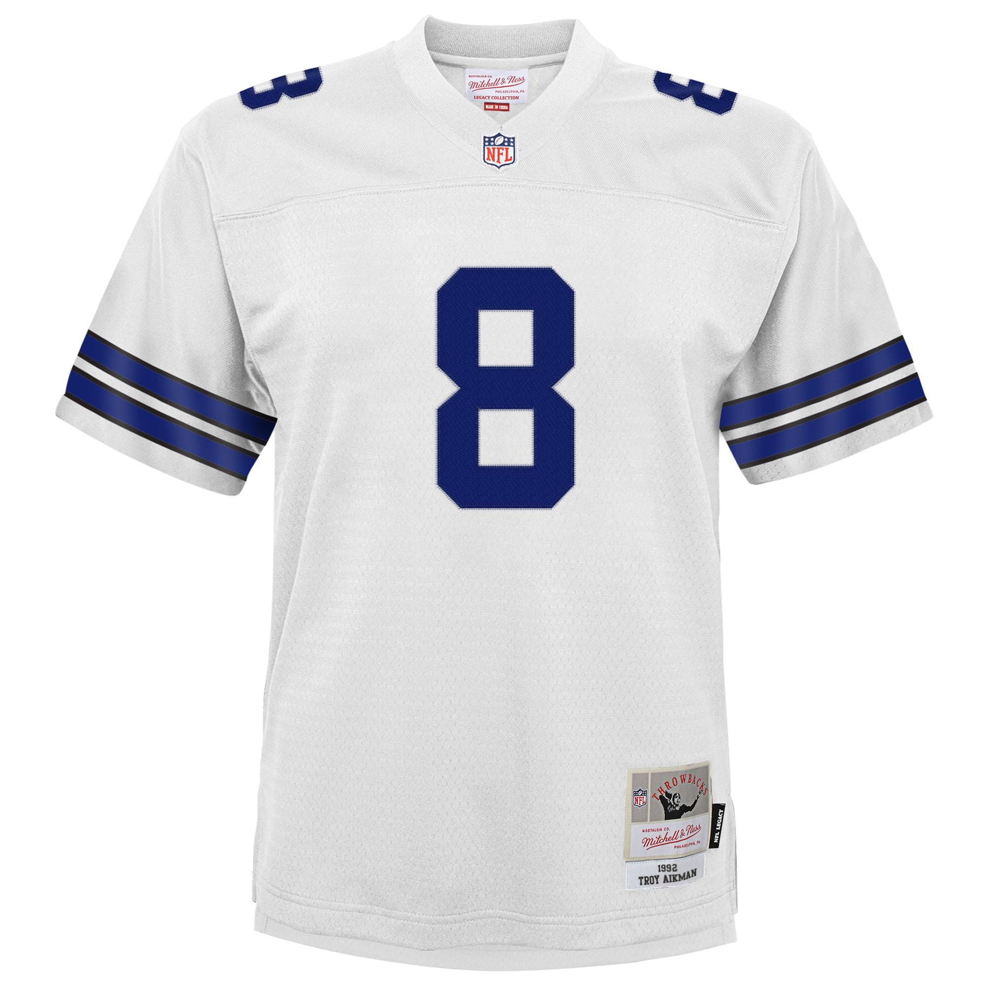 Alternative view of Youth Dallas Cowboys Troy Aikman Mitchell & Ness White 1992 Legacy Jersey JS1904 nicesnker