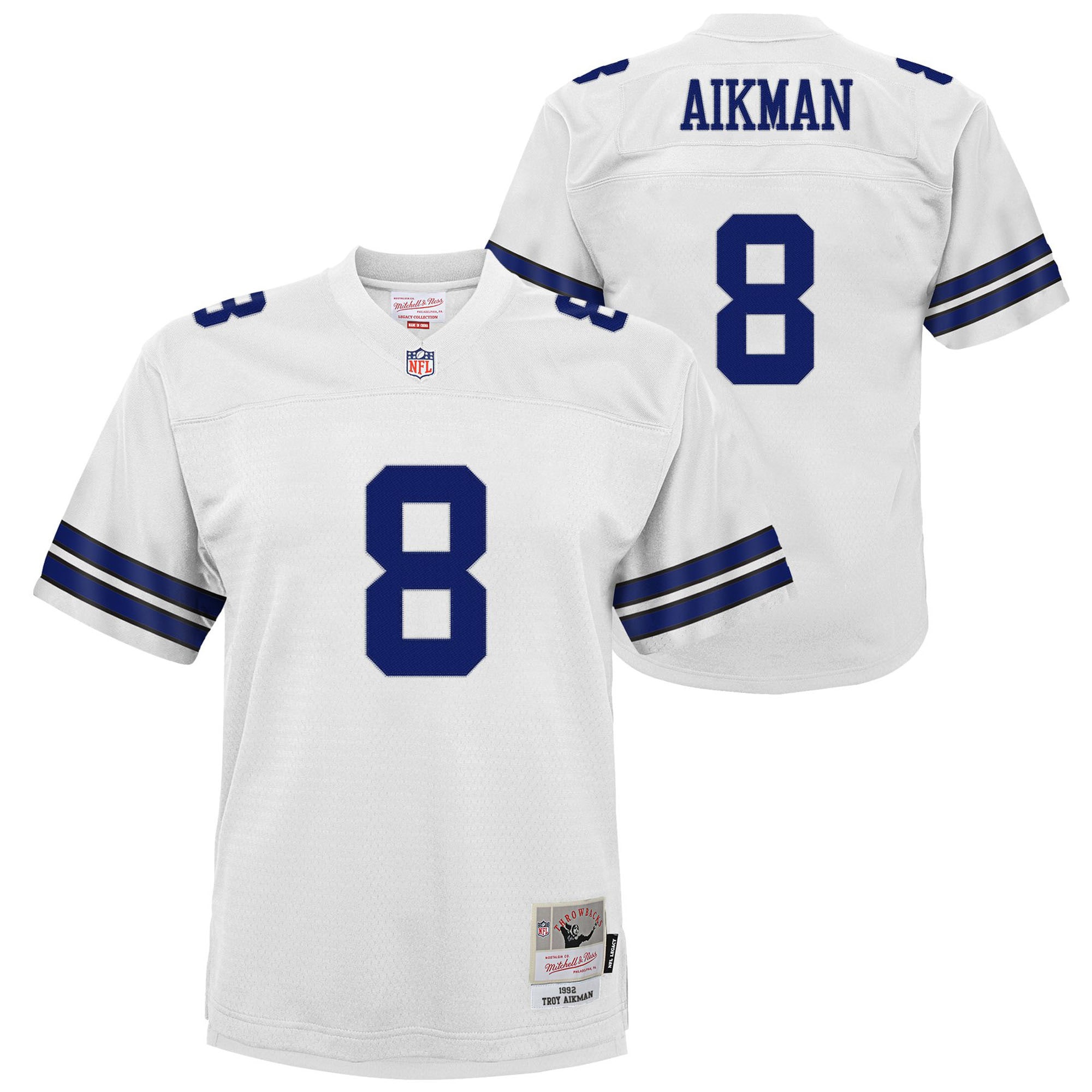 Youth Dallas Cowboys Troy Aikman Mitchell & Ness White 1992 Legacy Jersey JS1904 nicesnker