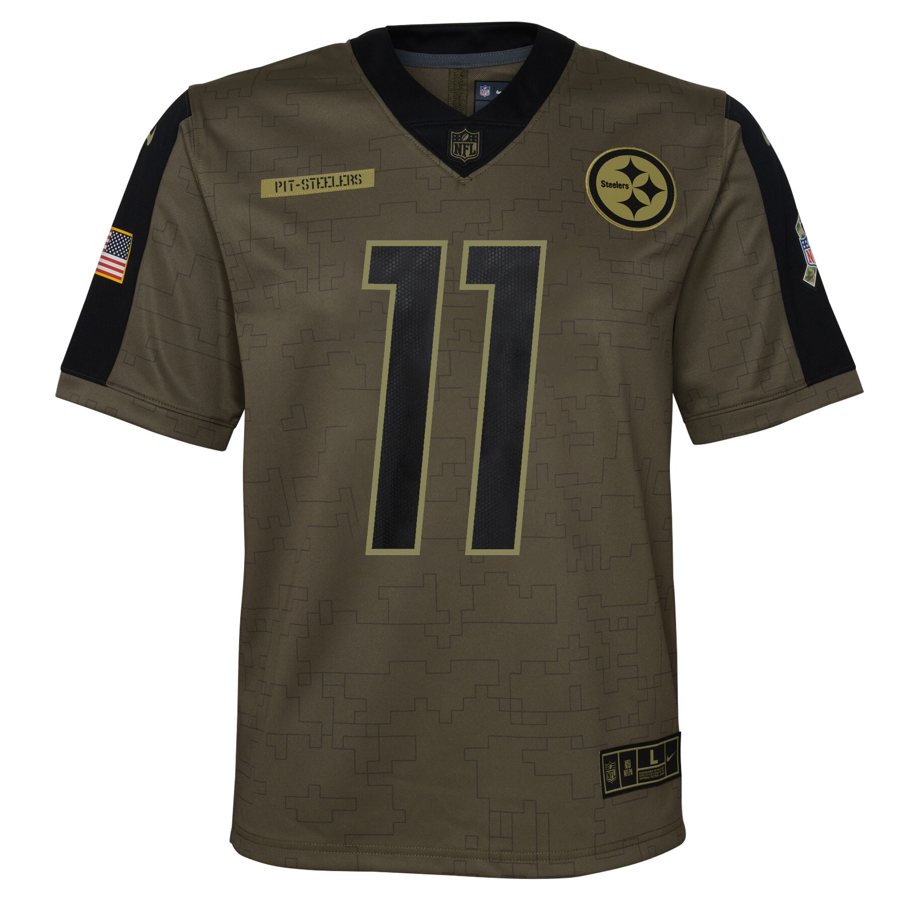 Alternative view of Youth Dallas Pittsburgh Steelers Chase Claypool Olive Salute To Service Game Jersey JS4326 nicesnker