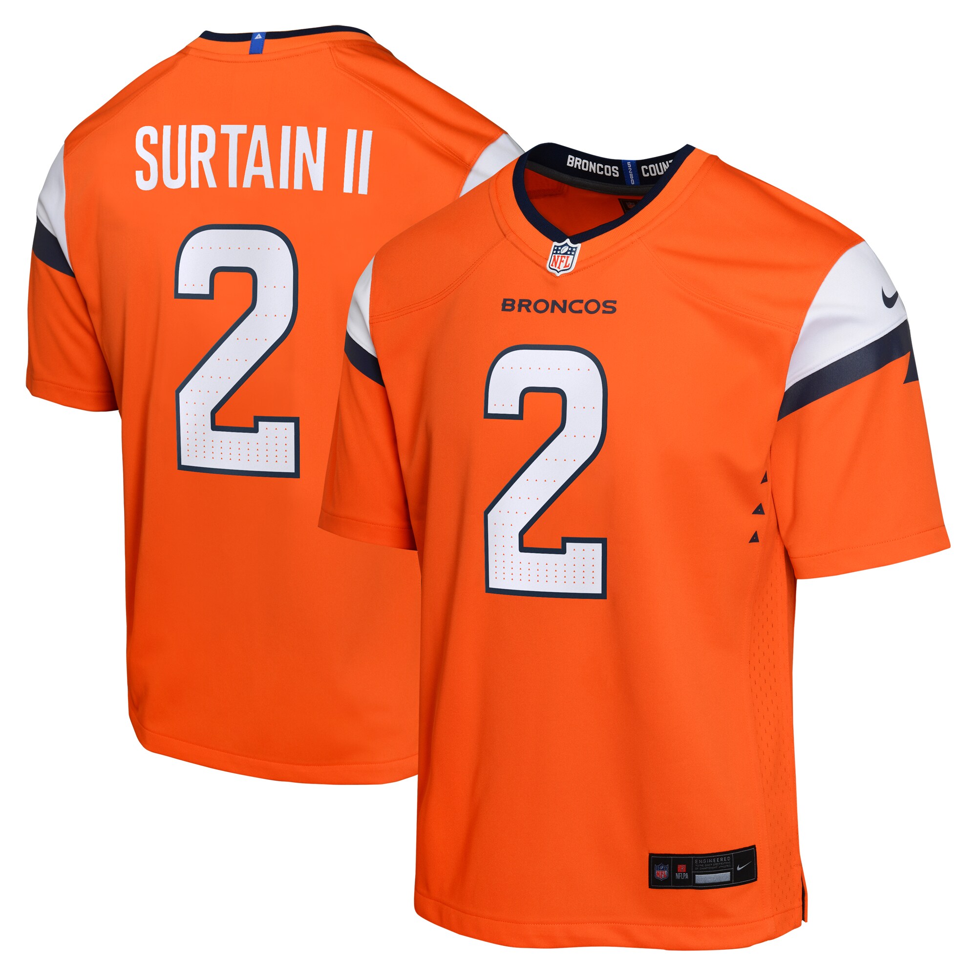 Youth Denver Broncos Patrick Surtain II Orange Mile High Collection Game Jersey JS9016 nicesnker