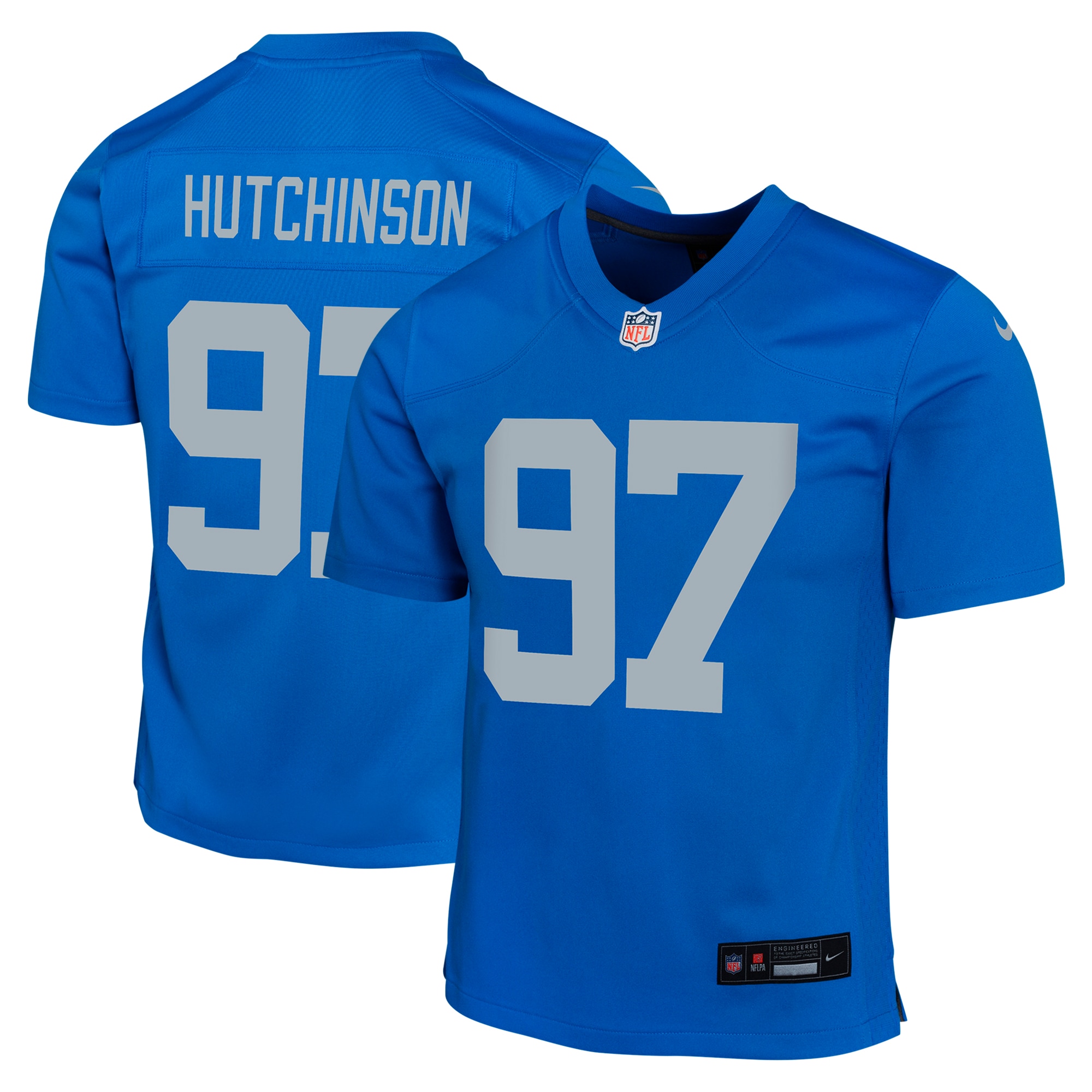 Youth Detroit Lions Aidan Hutchinson Blue Alternate Game Jersey JS1670 nicesnker