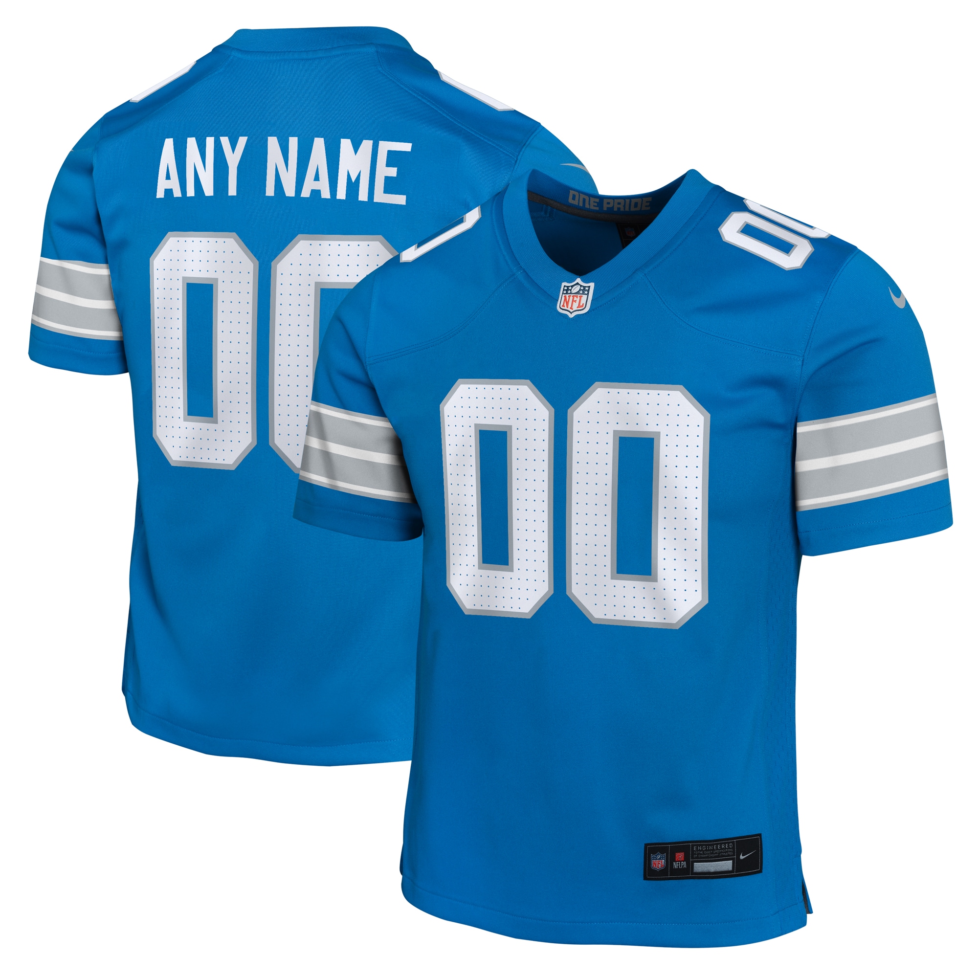 Youth Detroit Lions Blue Custom Game Jersey JS1178 nicesnker